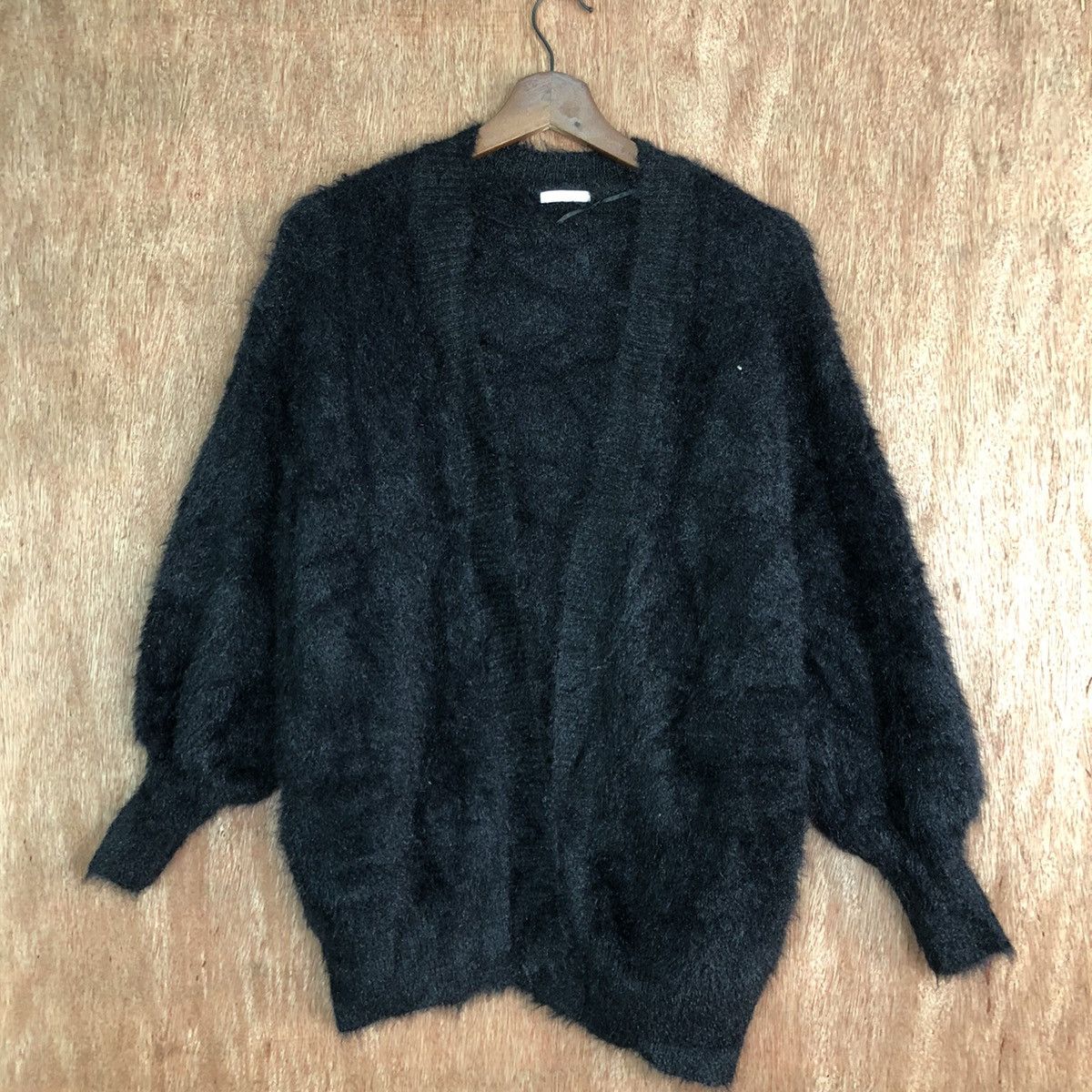 Homespun Knitwear Japan GU Black shaggy soft fur Mohair Cardigan #c403 Size S / US 4 / IT 40 - 3 Thumbnail