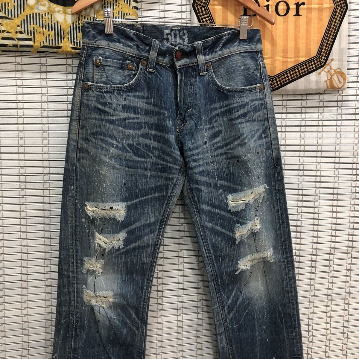 Edwin × Japanese Brand × Seditionaries Edwin Distressed Painted Denim Jeans on Kapital Style Size US 31 - 3 Thumbnail
