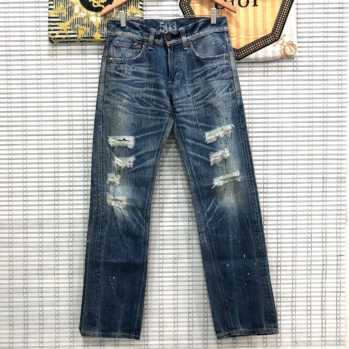 Edwin × Japanese Brand × Seditionaries Edwin Distressed Painted Denim Jeans on Kapital Style Size US 31 - 1 Thumbnail