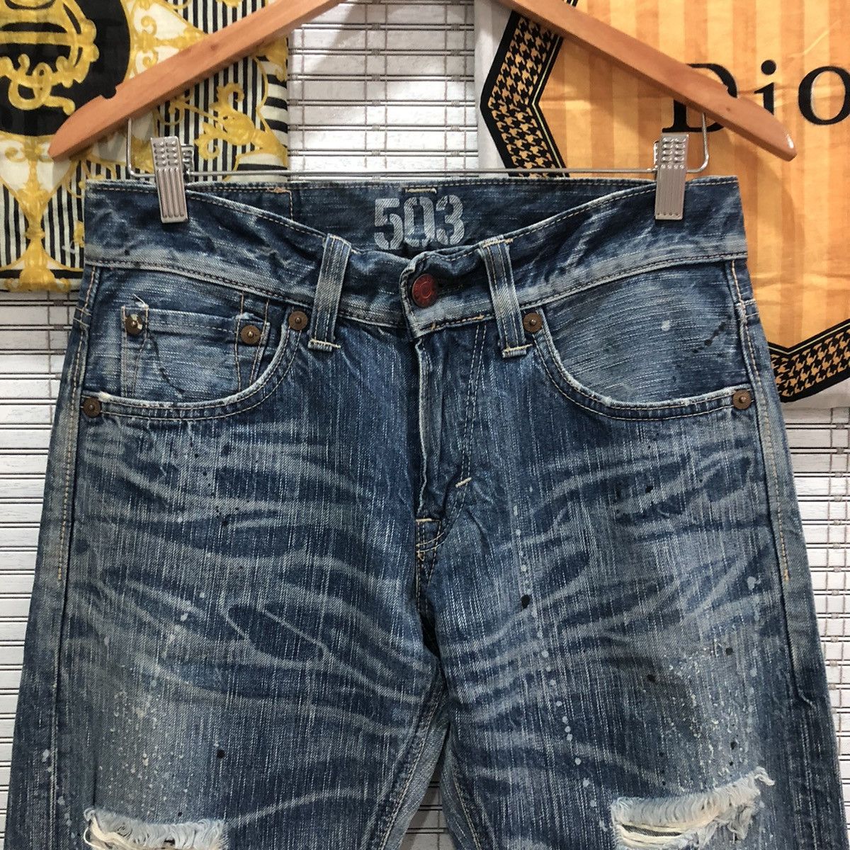 Edwin × Japanese Brand × Seditionaries Edwin Distressed Painted Denim Jeans on Kapital Style Size US 31 - 6 Thumbnail