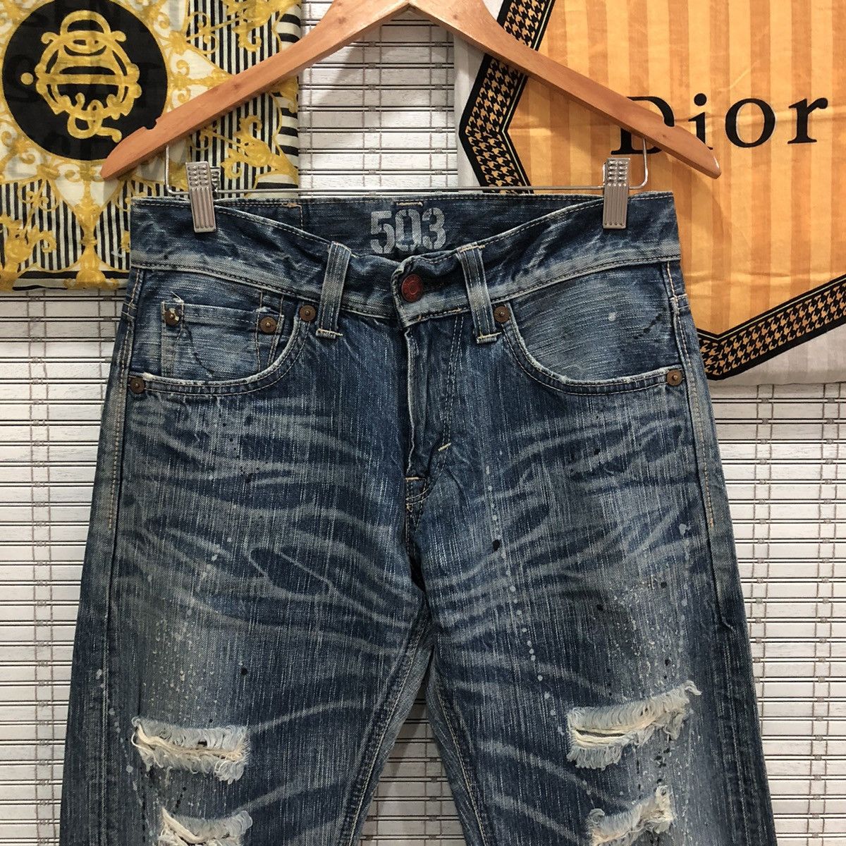 Edwin × Japanese Brand × Seditionaries Edwin Distressed Painted Denim Jeans on Kapital Style Size US 31 - 5 Thumbnail
