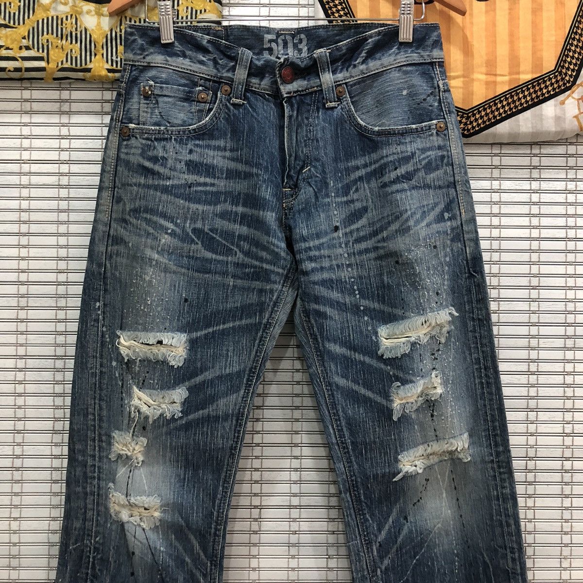 Edwin × Japanese Brand × Seditionaries Edwin Distressed Painted Denim Jeans on Kapital Style Size US 31 - 2 Thumbnail