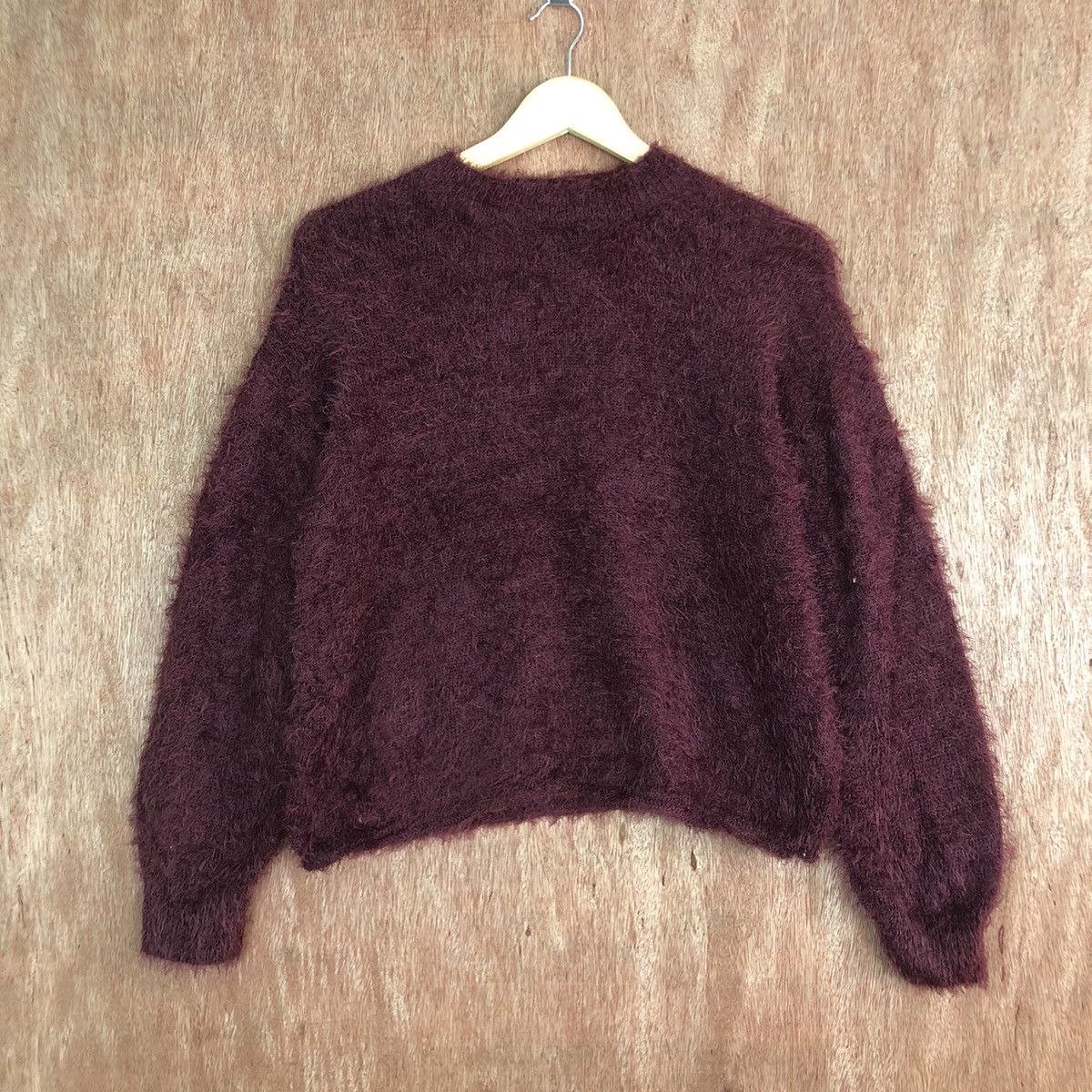 Homespun Knitwear DLL E Hyphen Gallery fur shaggy Maroon Mohair Knitwear #c427 Size US M / EU 48-50 / 2 - 1 Thumbnail