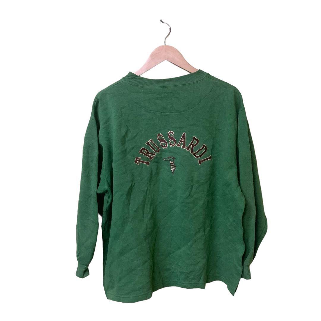 Trussardi maglie green sweatshirt big logo embroidery