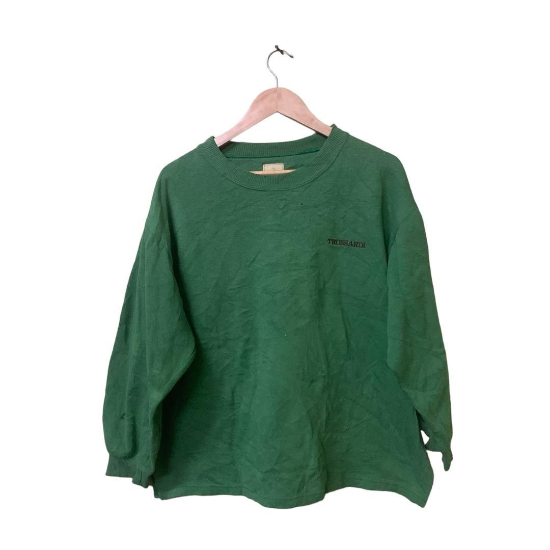 Trussardi maglie green sweatshirt big logo embroidery