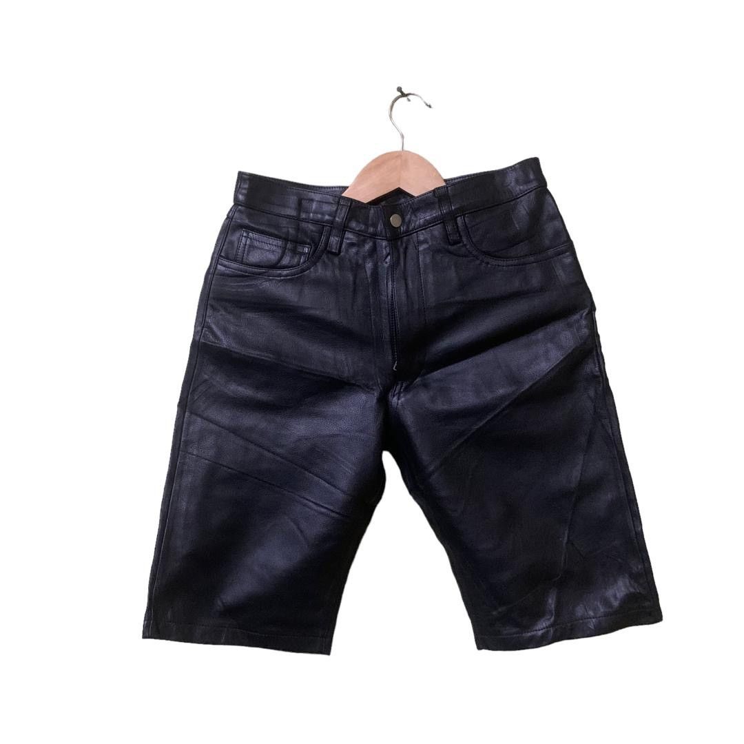 Genuine Leather × Japanese Brand Leather short pants black small Size US 27 - 1 Thumbnail