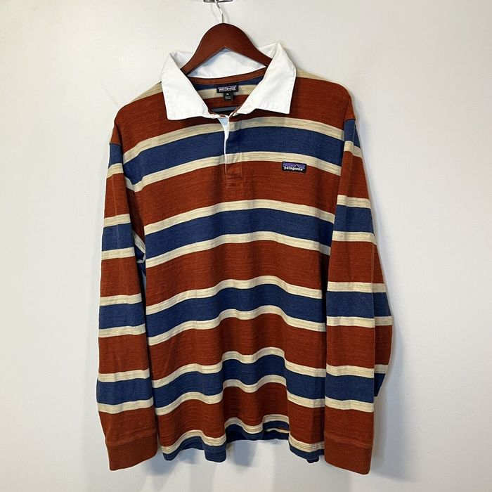 Vintage Vintage Patagonia Rugby Shirt Striped Brown Grailed