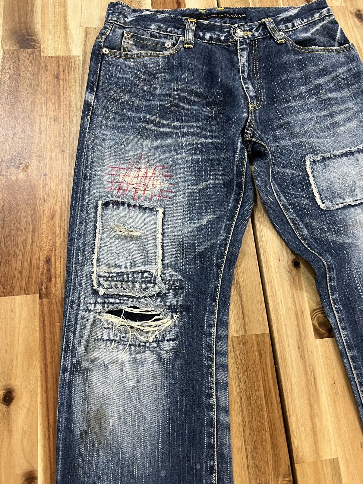 Issey Miyake Tete Homme Plag Plag Patchwork Selvedge Jeans Denim Size US 30 / EU 46 - 2 Thumbnail