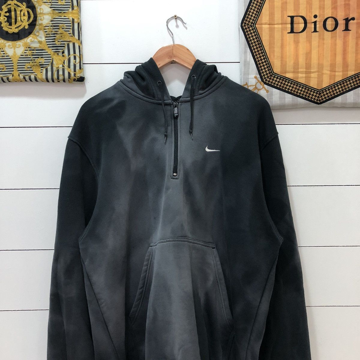 Japanese Brand × Nike Nike Swoosh Faded Half Zipper Hoodie Size US L / EU 52-54 / 3 - 2 Thumbnail