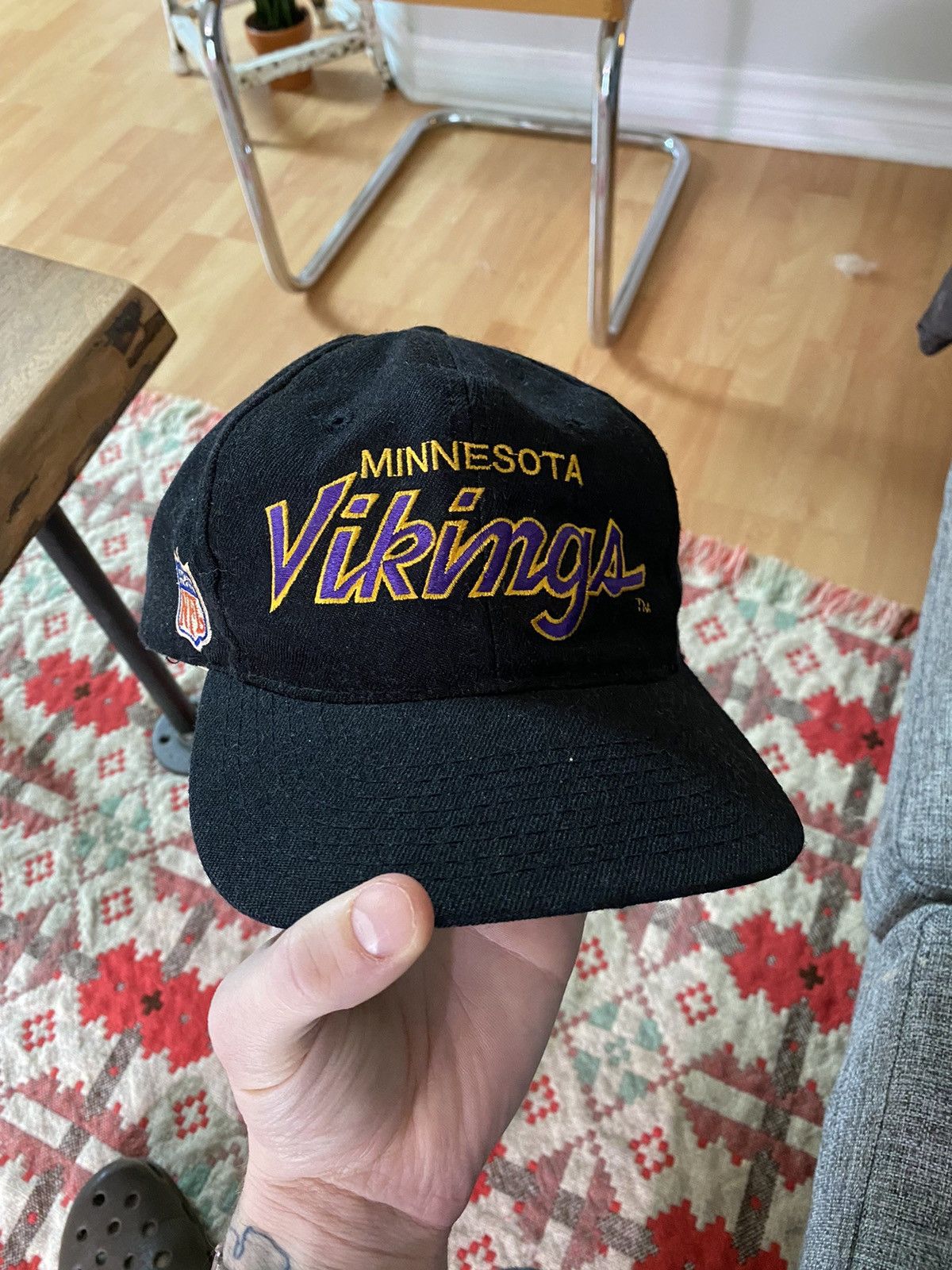image of Snap Back x Sports Specialties Vintage Minnesota Vikings Script in Black, Men's