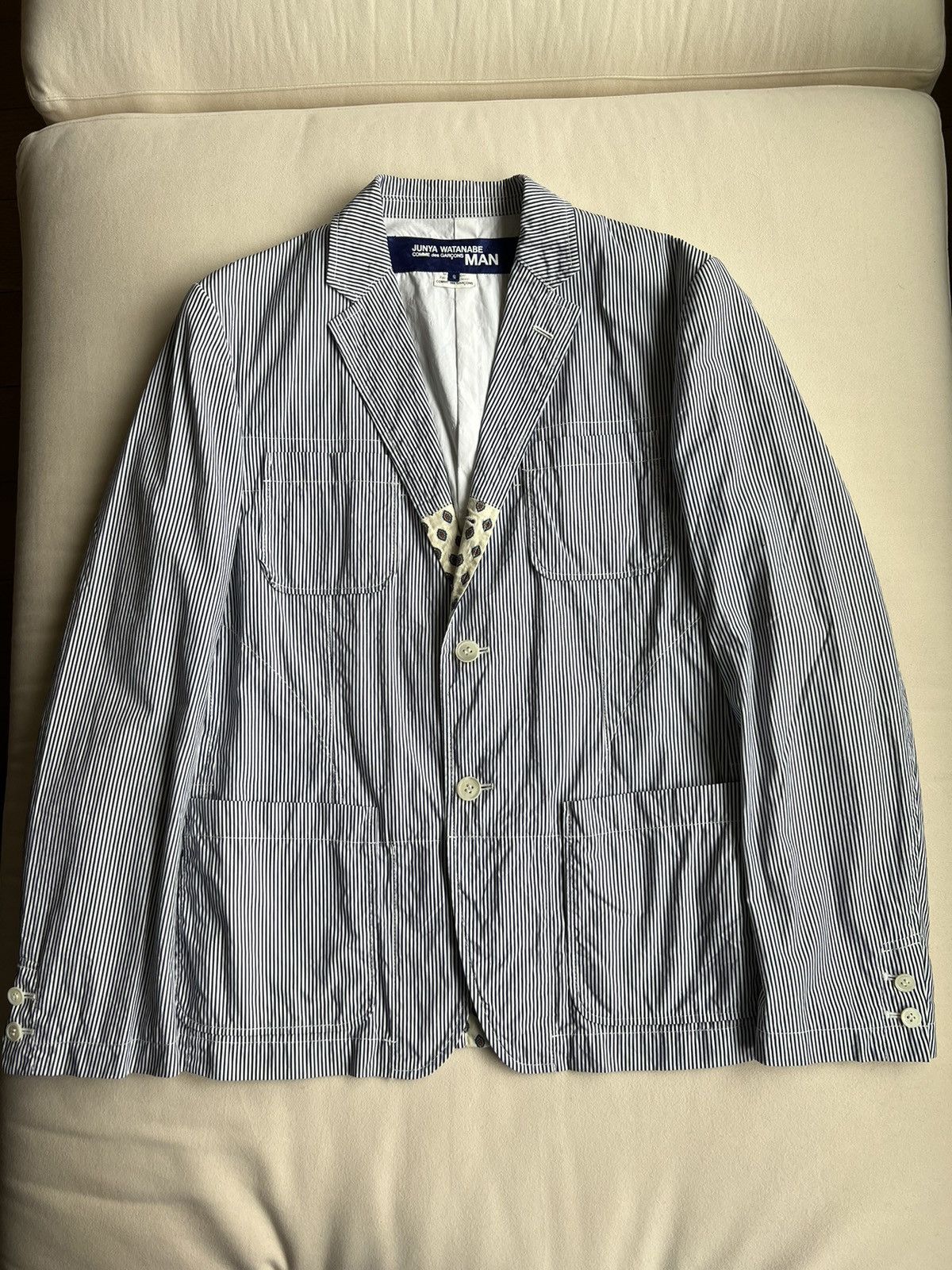 Comme des Garcons Rare Junya Watanabe x CDG Pinstriped Seersucker Blazer Size 36R - 1 Thumbnail