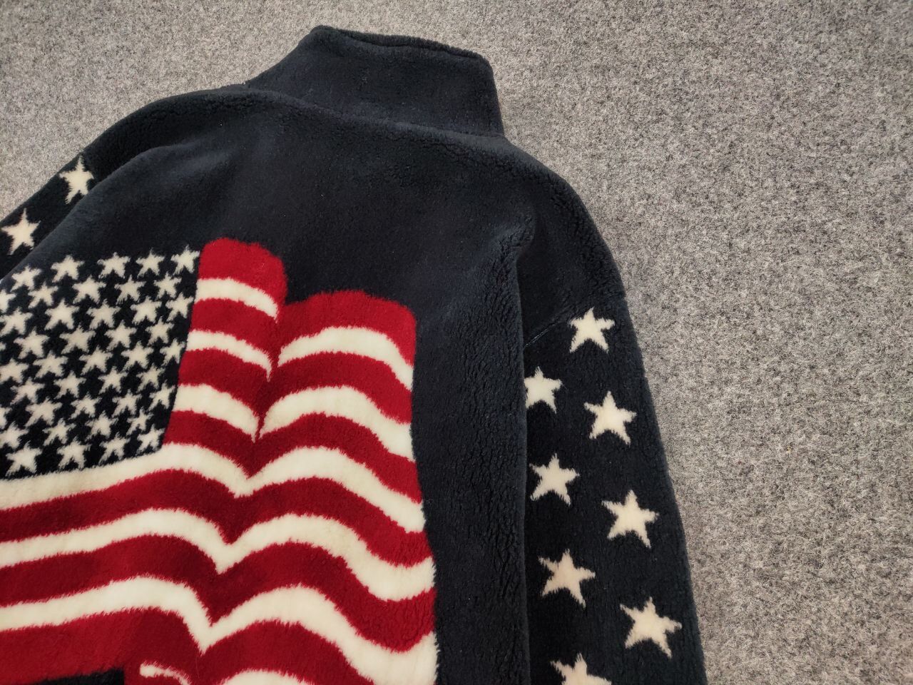 Vintage Vintage 90's Fleece Jacket All Over Logo Flag USA American Size US L / EU 52-54 / 3 - 4 Thumbnail