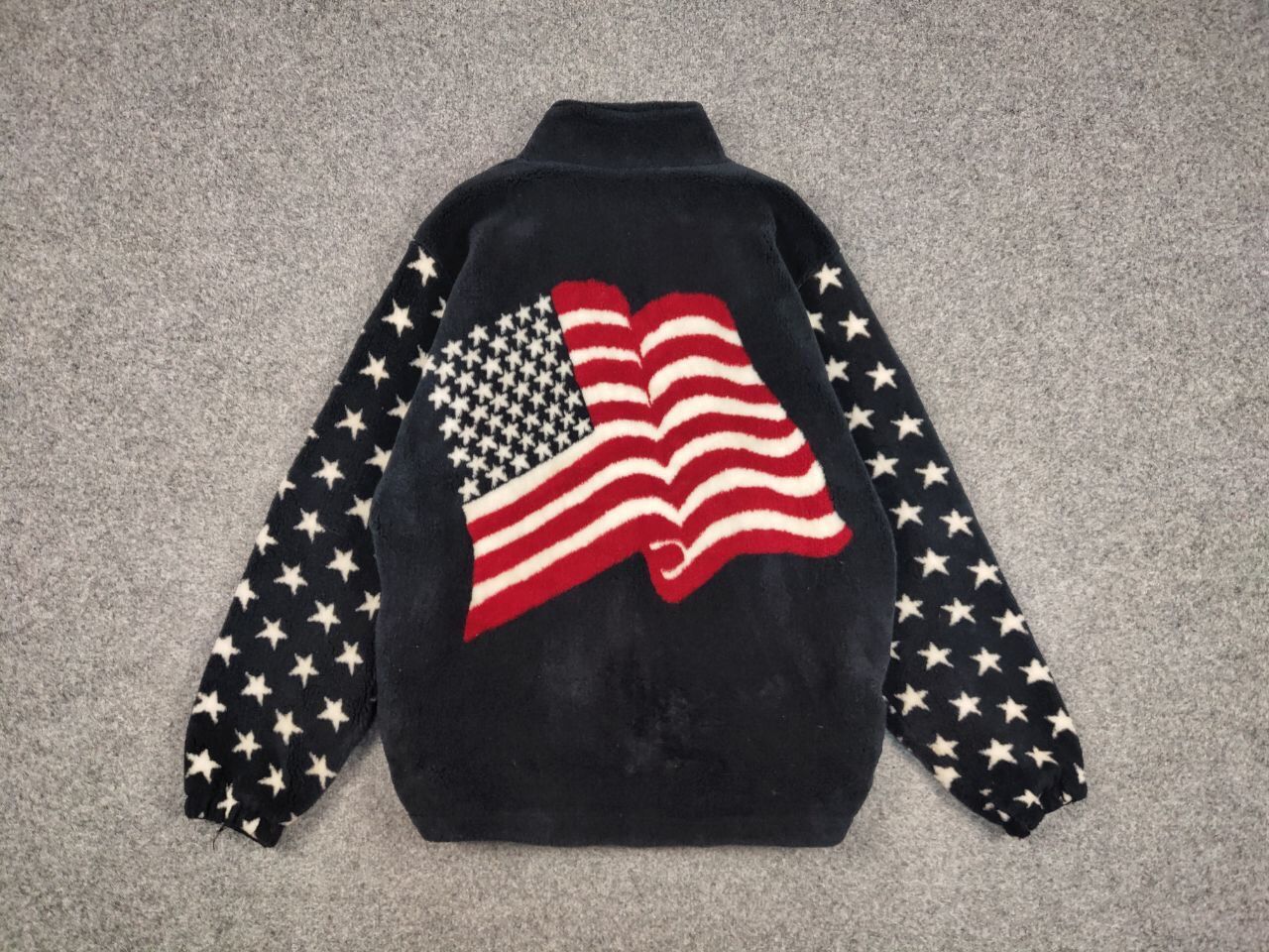 Vintage Vintage 90's Fleece Jacket All Over Logo Flag USA American Size US L / EU 52-54 / 3 - 8 Thumbnail