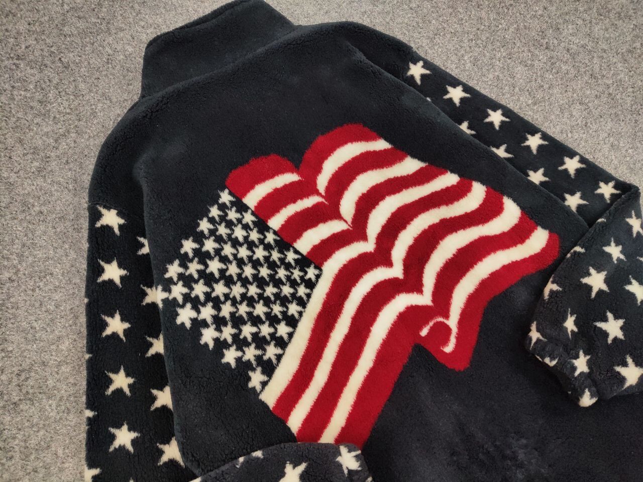 Vintage Vintage 90's Fleece Jacket All Over Logo Flag USA American Size US L / EU 52-54 / 3 - 7 Thumbnail