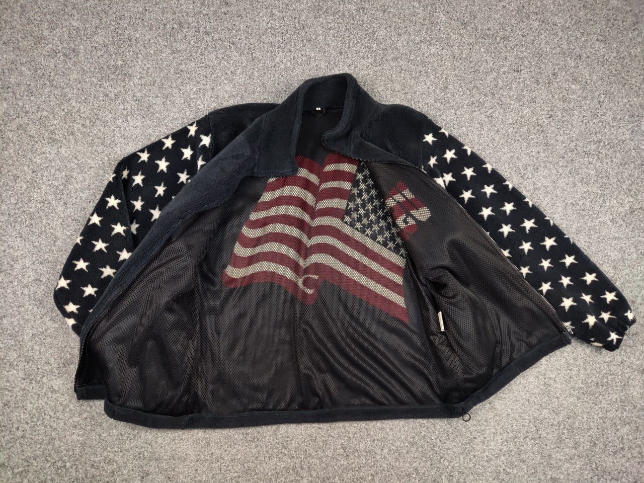 Vintage Vintage 90's Fleece Jacket All Over Logo Flag USA American Size US L / EU 52-54 / 3 - 15 Thumbnail