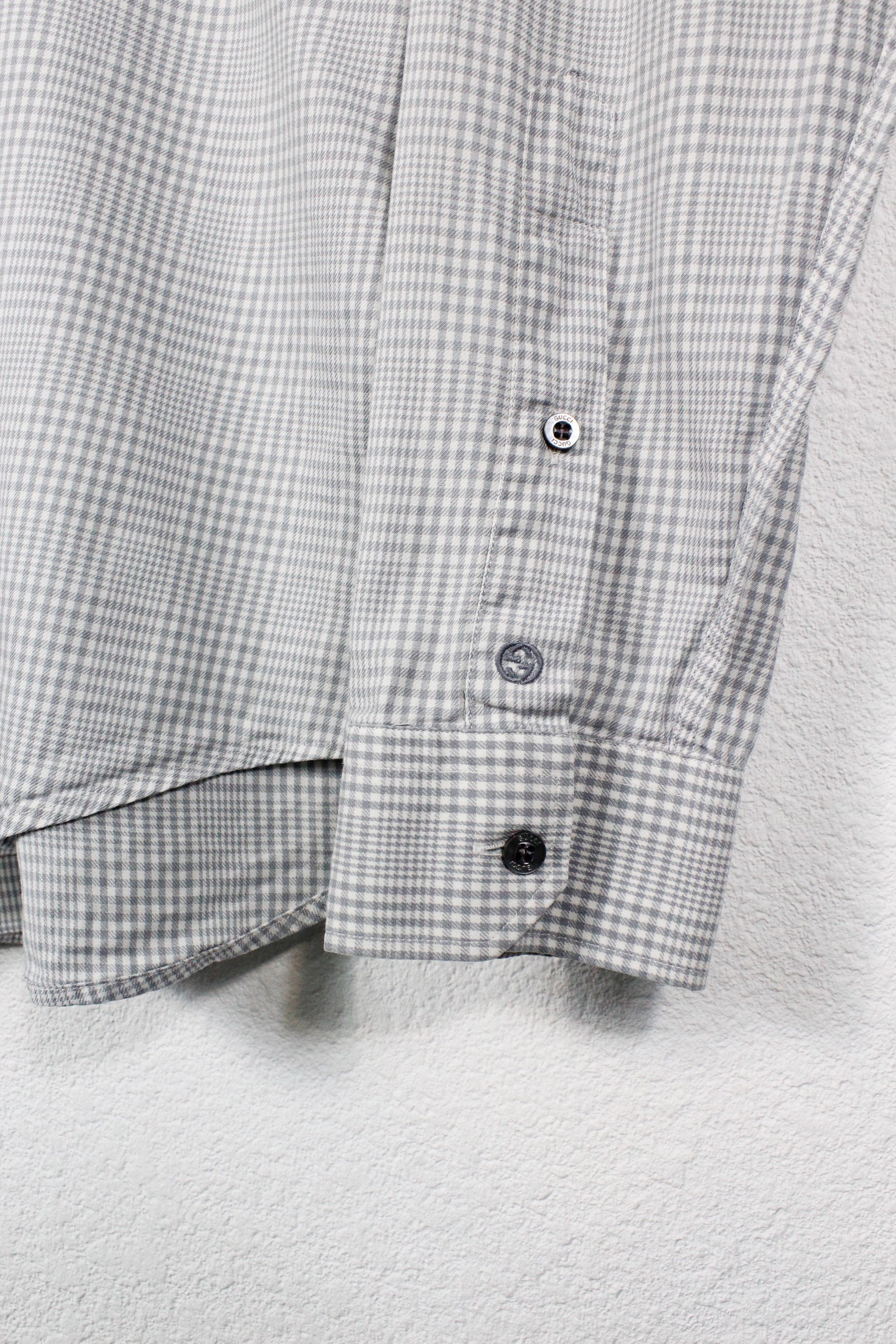 Flannel × Gucci Gucci Gray Check Sleeve Logo RUNWAY Flannel Formal Shirt Size US M / EU 48-50 / 2 - 3 Thumbnail