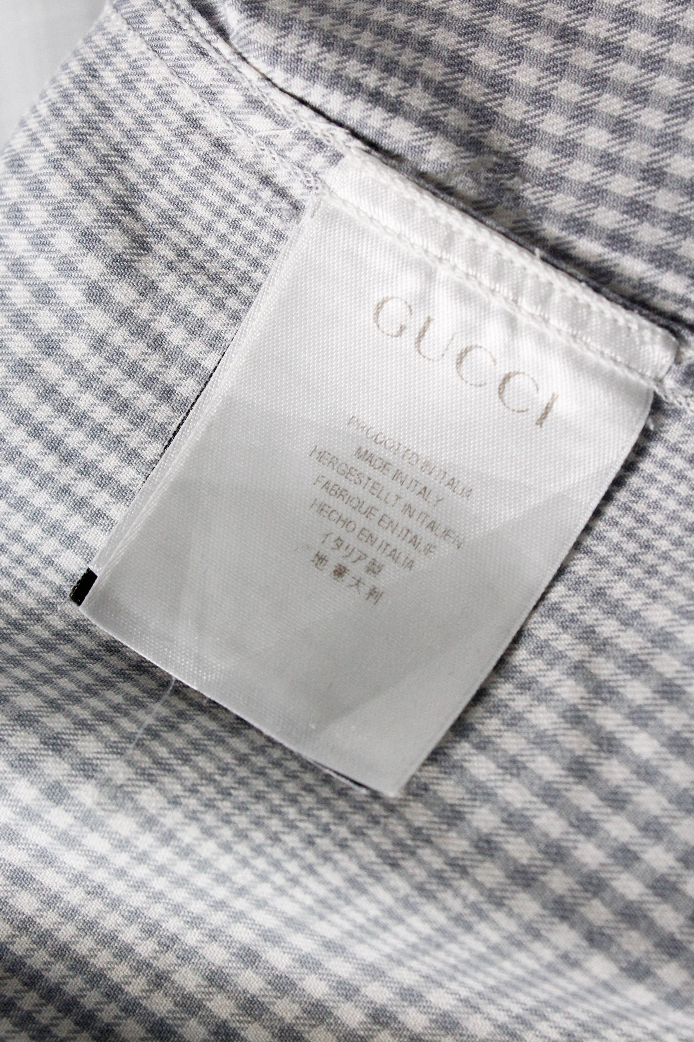 Flannel × Gucci Gucci Gray Check Sleeve Logo RUNWAY Flannel Formal Shirt Size US M / EU 48-50 / 2 - 8 Thumbnail