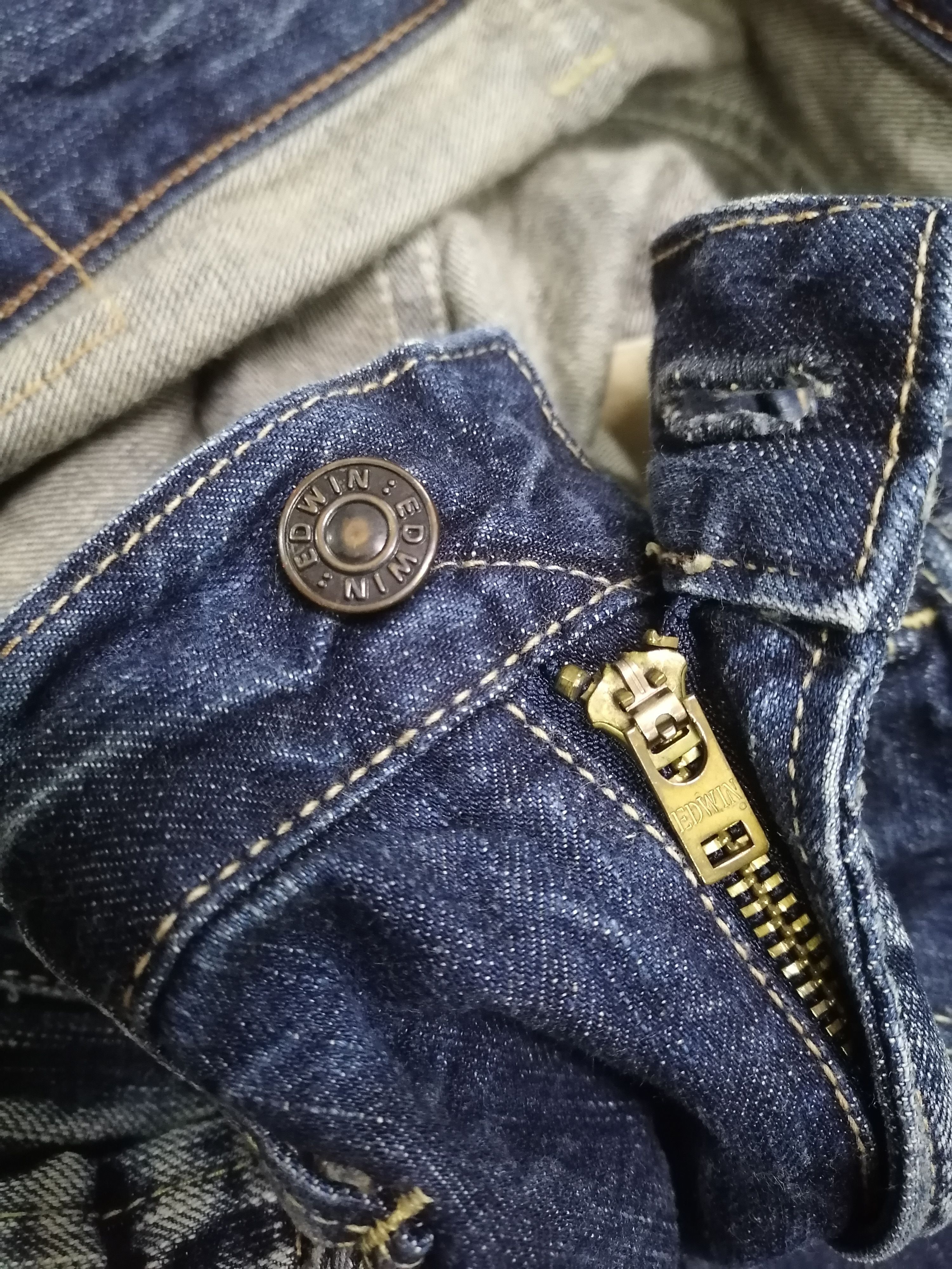 20471120 Eat Eyes🔥🔥🔥Washed Blue Edwin Distressed Denim Pants⚡⚡⚡ Size US 33 - 14 Thumbnail