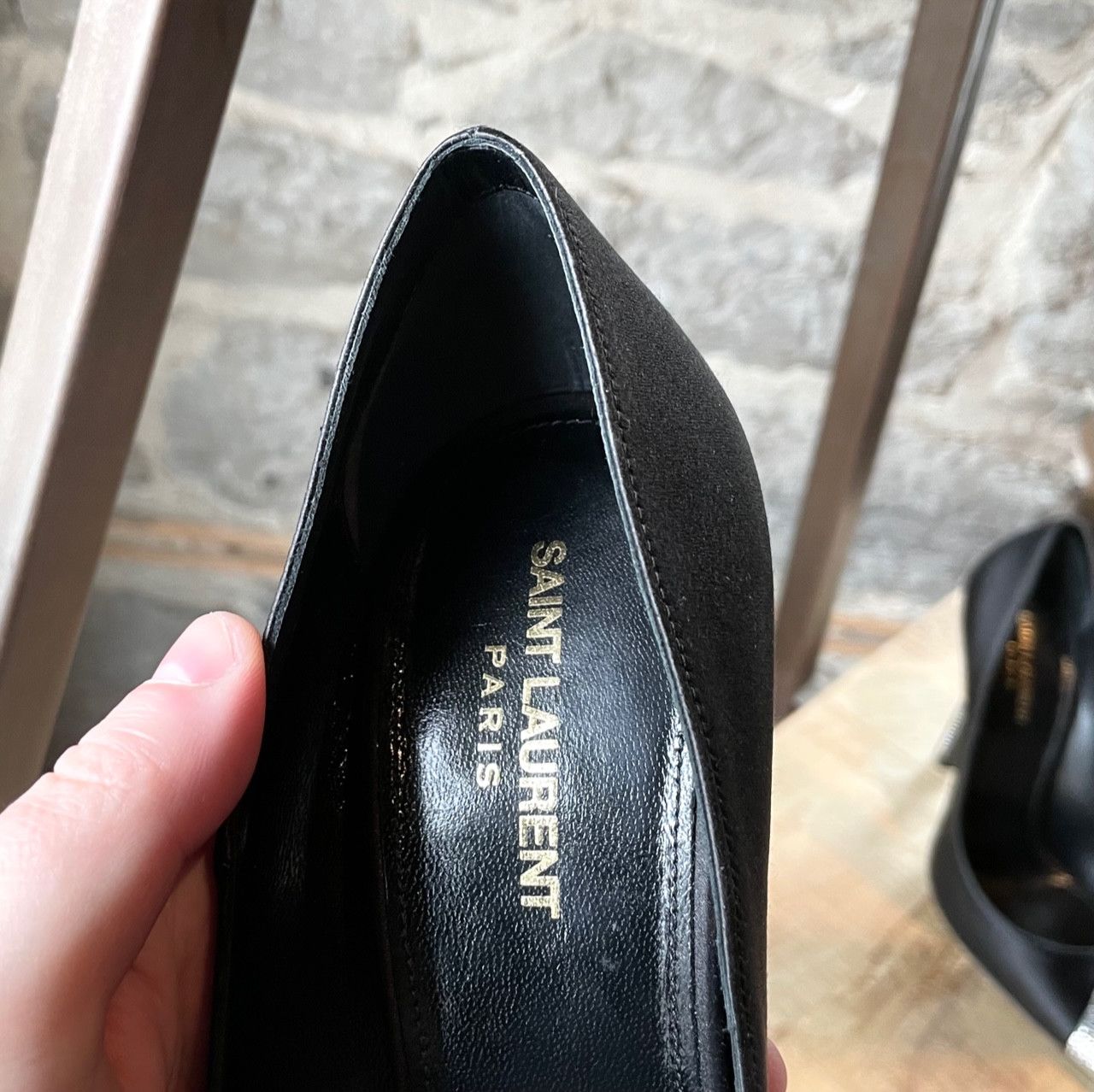 Saint Laurent Paris Saint Laurent Tower 110 Black Satin Crystal Pumps Size US 10 / IT 40 - 11 Thumbnail