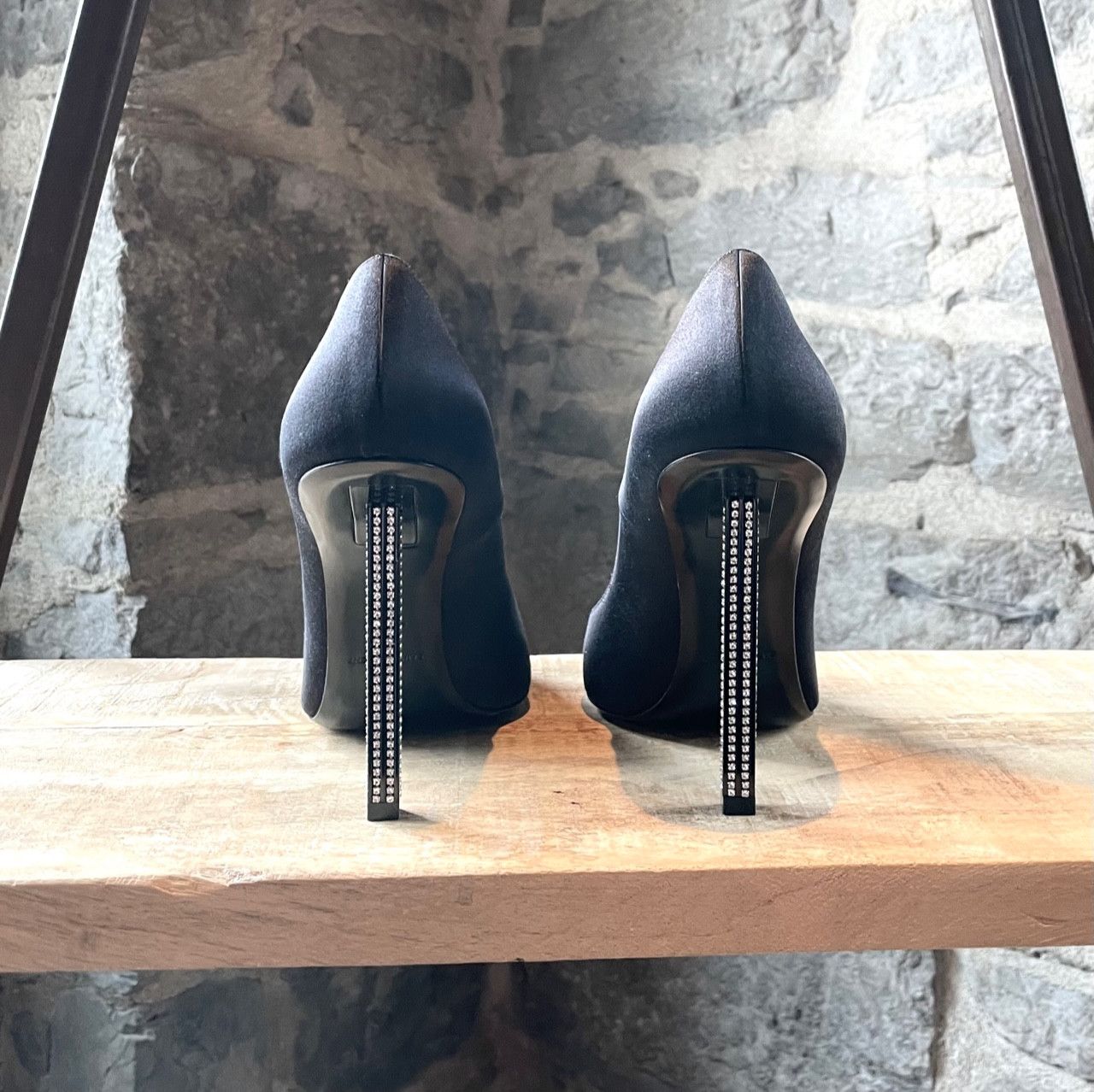 Saint Laurent Paris Saint Laurent Tower 110 Black Satin Crystal Pumps Size US 10 / IT 40 - 5 Thumbnail