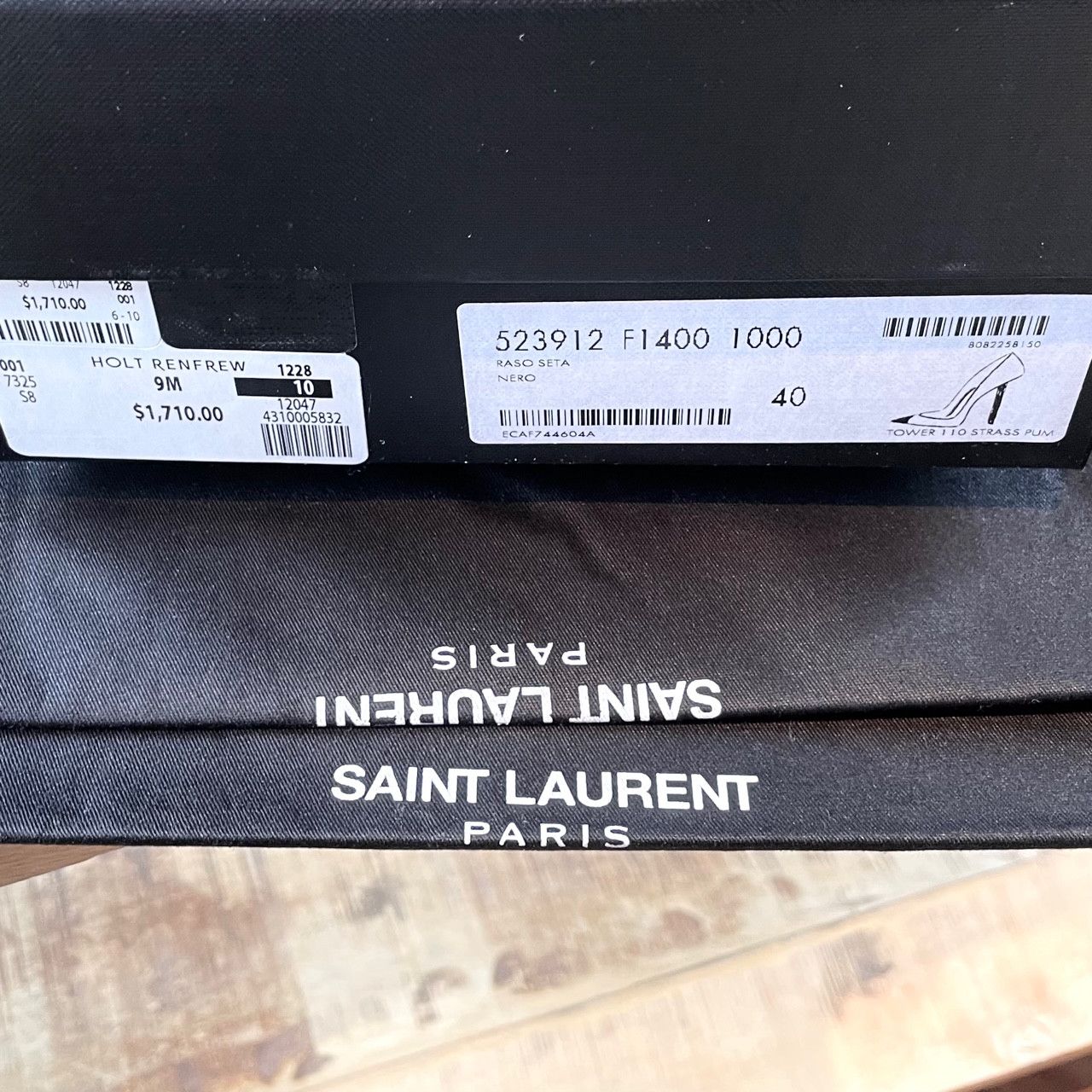 Saint Laurent Paris Saint Laurent Tower 110 Black Satin Crystal Pumps Size US 10 / IT 40 - 13 Thumbnail
