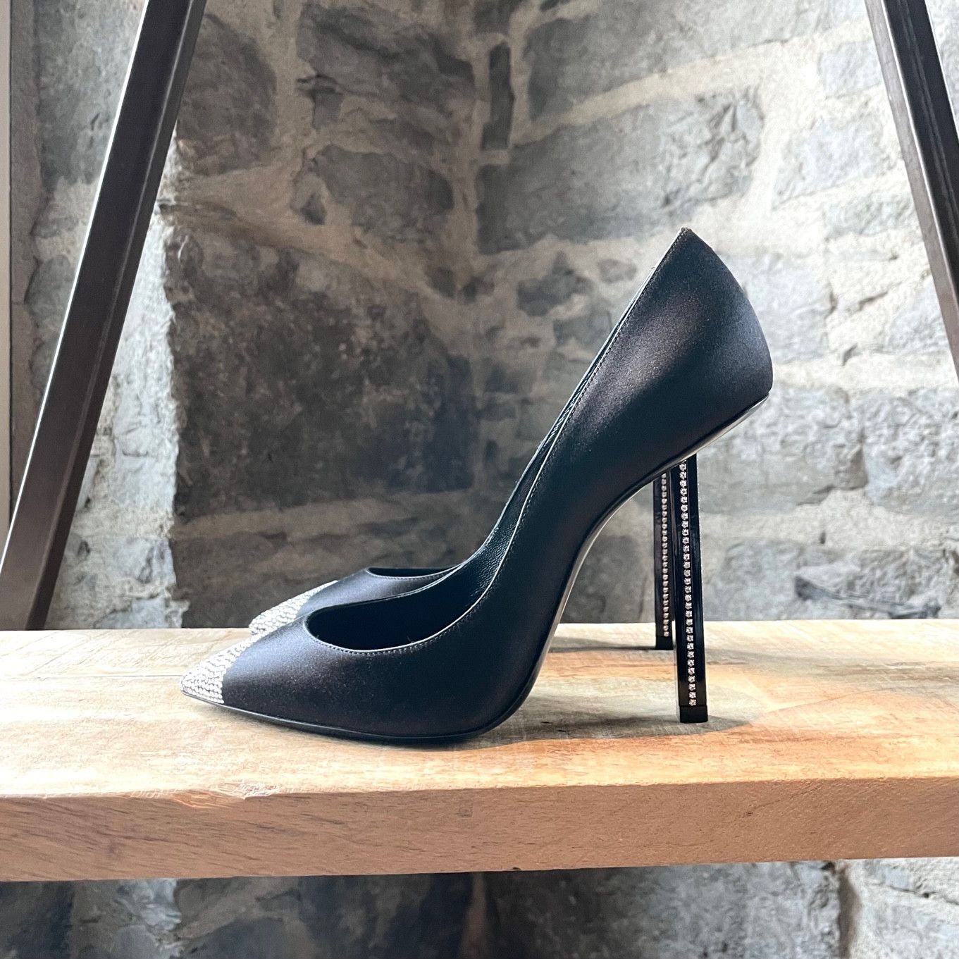 Saint Laurent Paris Saint Laurent Tower 110 Black Satin Crystal Pumps Size US 10 / IT 40 - 7 Thumbnail