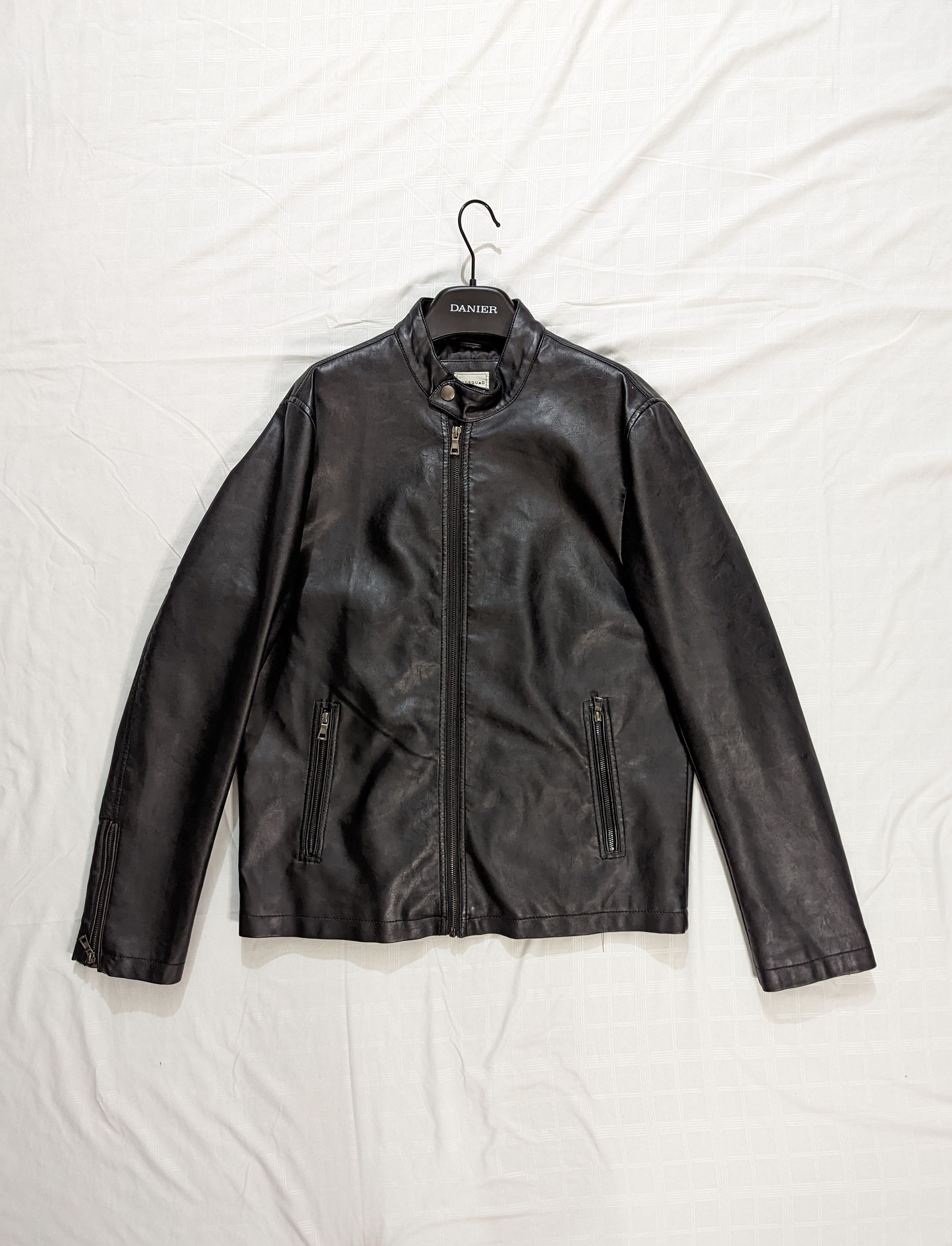 image of Vintage Redsquad Leather Jacket in Black, Men's (Size Large)