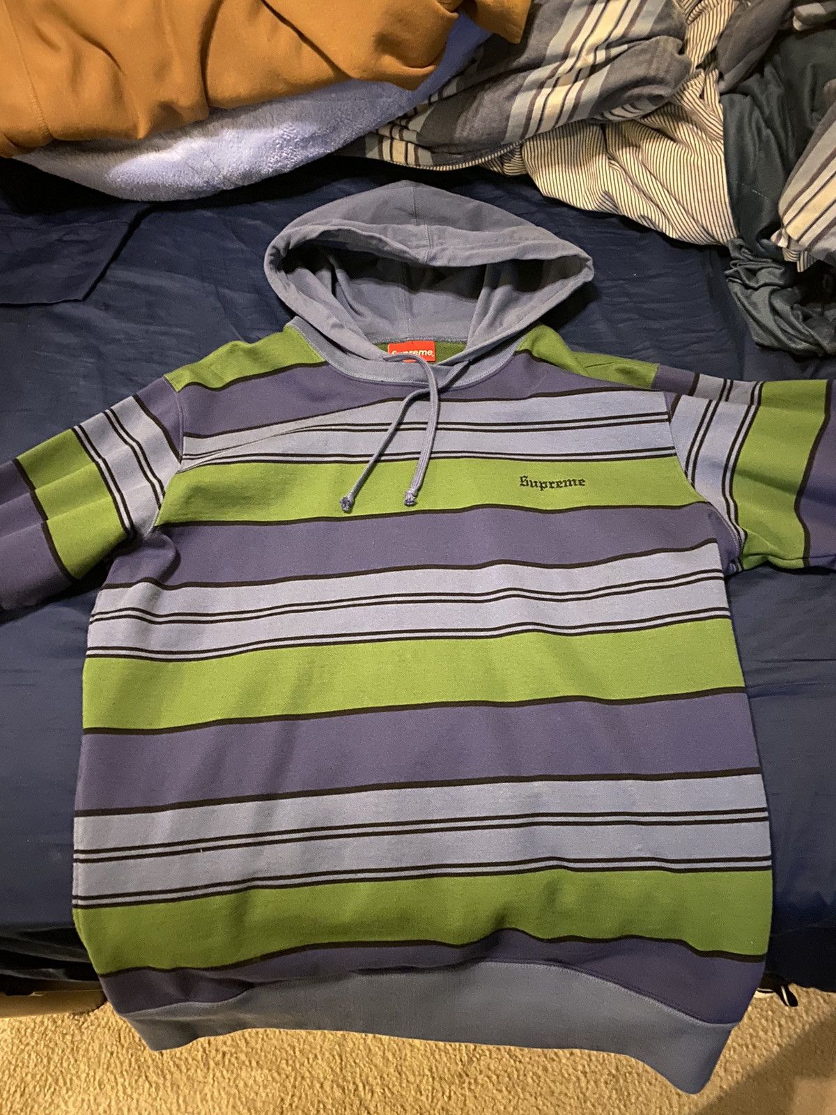 Supreme striped hoodie deals