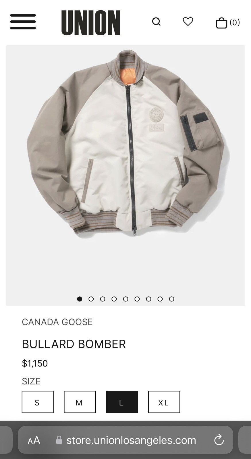 ユニオン カナダグース NBA ブラード ボンバー Lサイズ