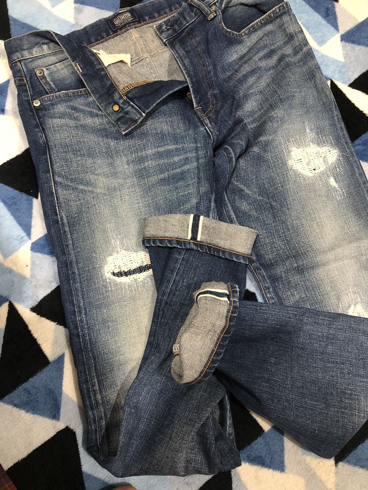 Japanese Brand Big Smith Ripped Selvedge Women Denim Pants Size 30" / US 8 / IT 44 - 13 Thumbnail