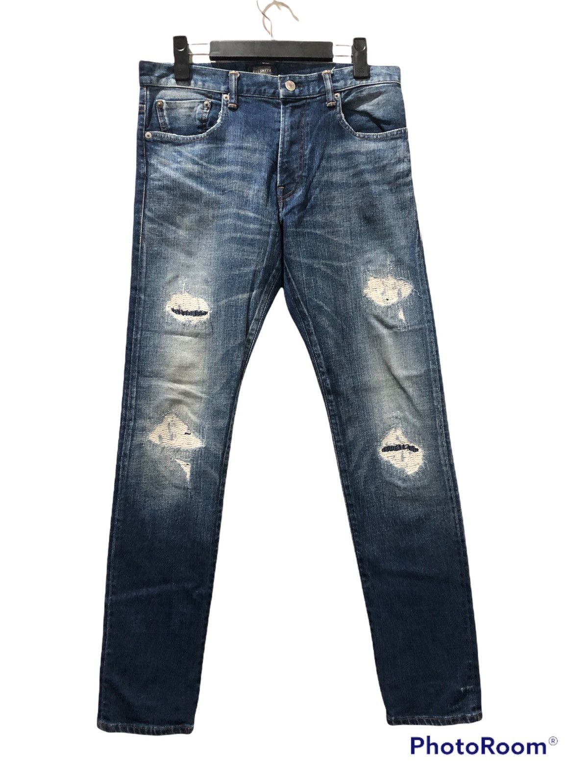 Japanese Brand Big Smith Ripped Selvedge Women Denim Pants Size 30" / US 8 / IT 44 - 1 Thumbnail