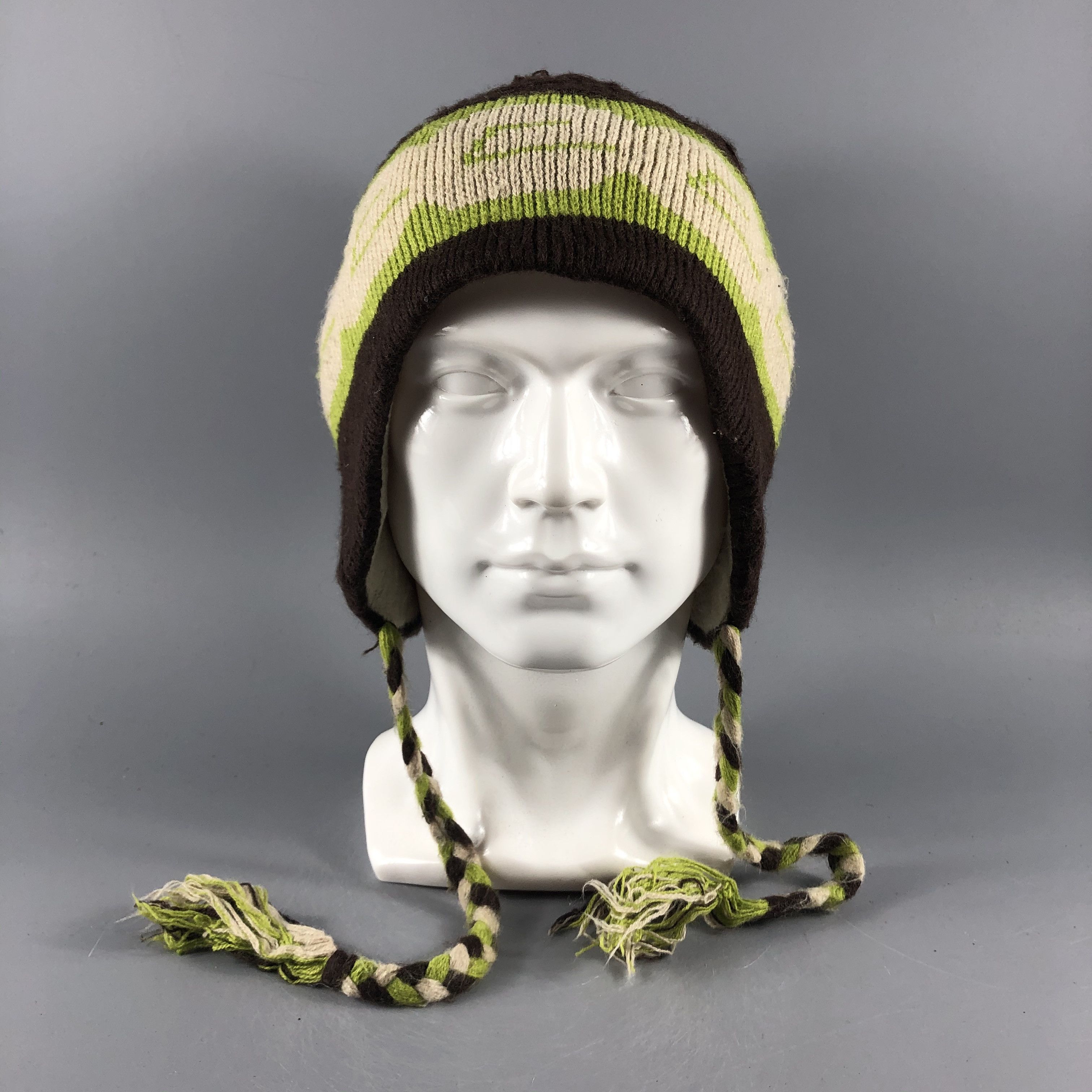 Japanese Brand × Vintage Estivo Hats Earflap Beanie Stripe Snow Hat Snow Cap B1282 Size ONE SIZE - 1 Thumbnail