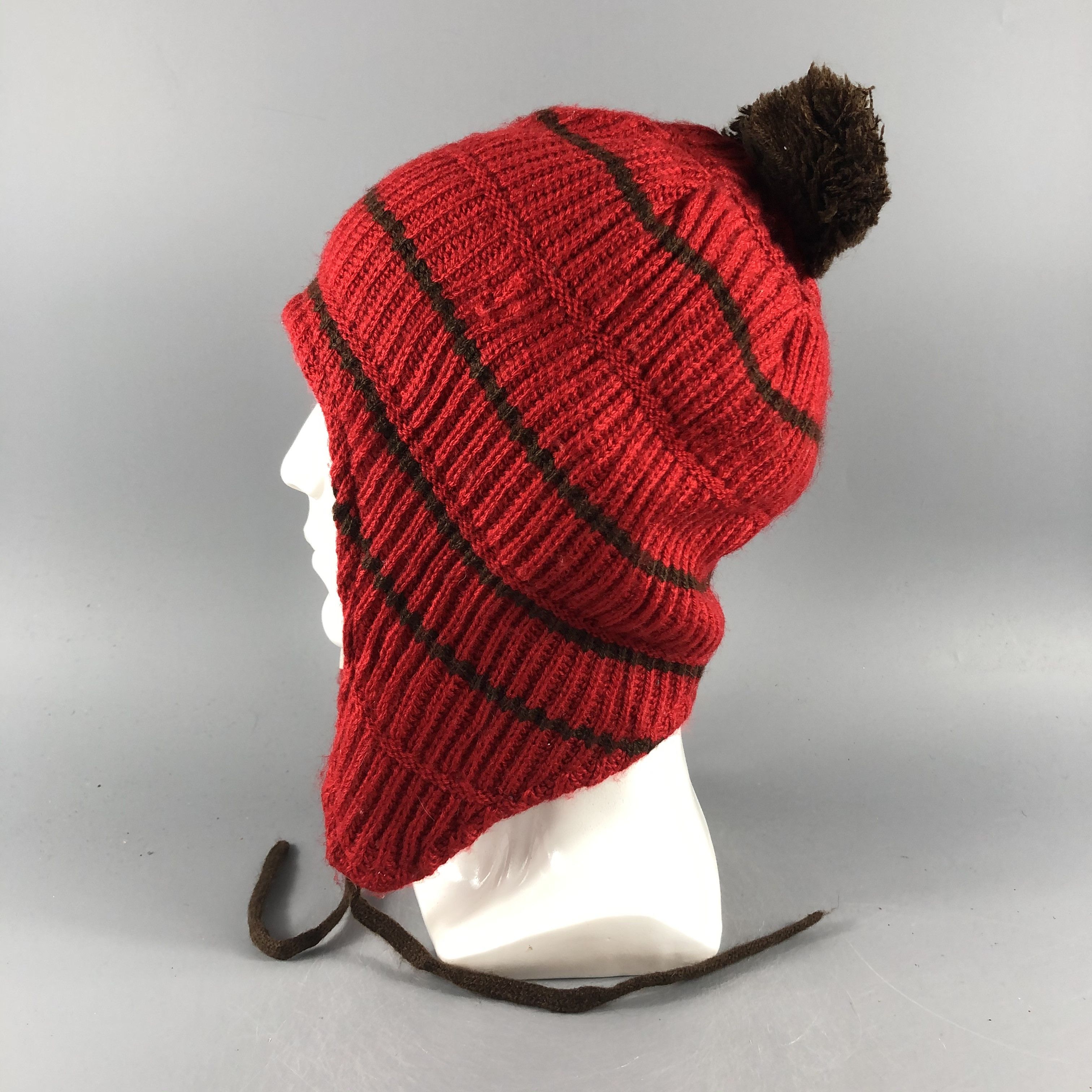 Japanese Brand × Vintage Japanese Brand Hats Earflap Beanie Stripe Snow Cap B1279 Size ONE SIZE - 2 Thumbnail