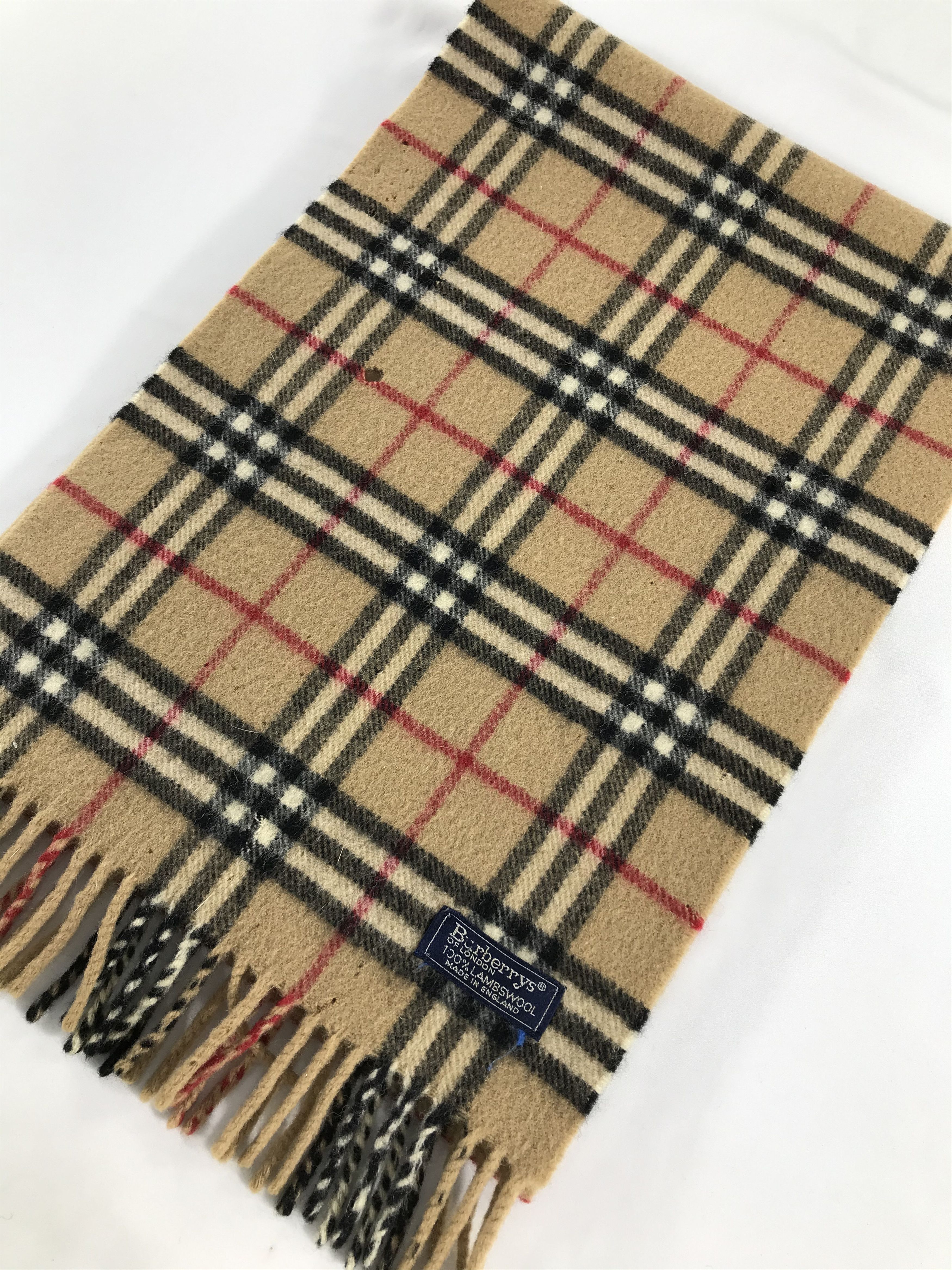 Burberry Burberrys Tan Nova Check Scarf Muffler Wool V435 Size ONE SIZE - 3 Thumbnail