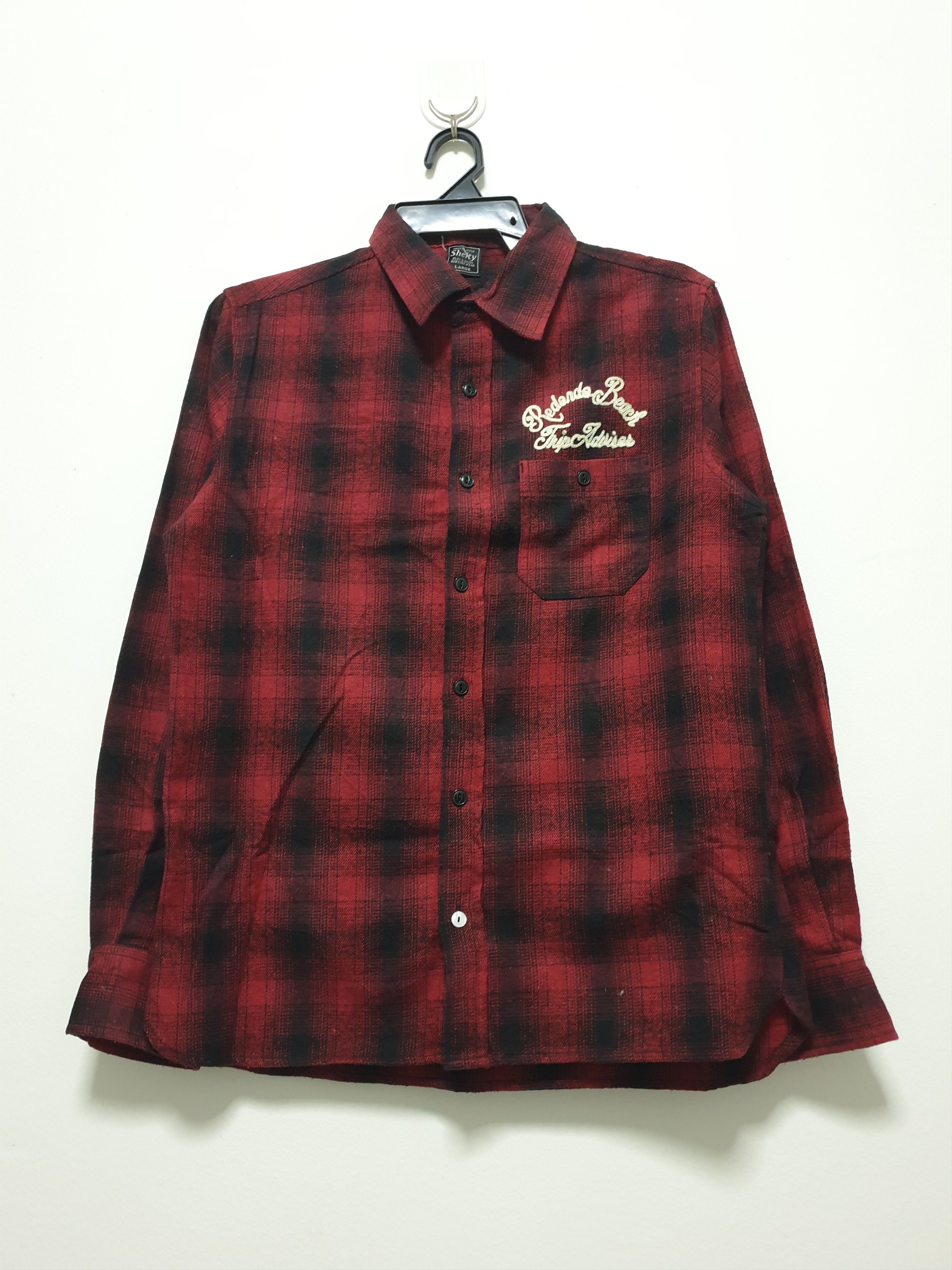 Beams Plus Shelfy checkered tartan red Chambray shirt Size US M / EU 48-50 / 2 - 4 Thumbnail