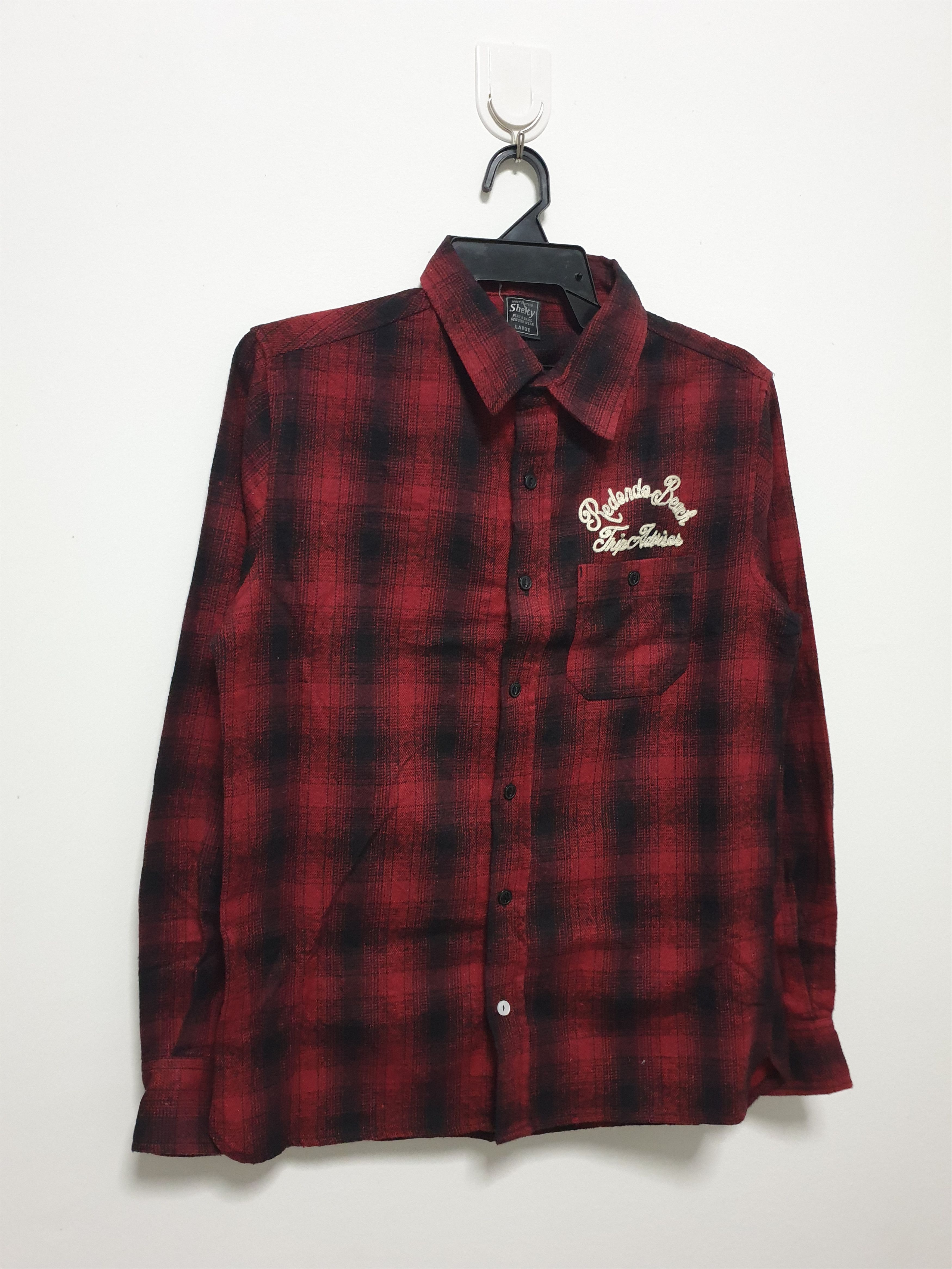 Beams Plus Shelfy checkered tartan red Chambray shirt Size US M / EU 48-50 / 2 - 7 Thumbnail