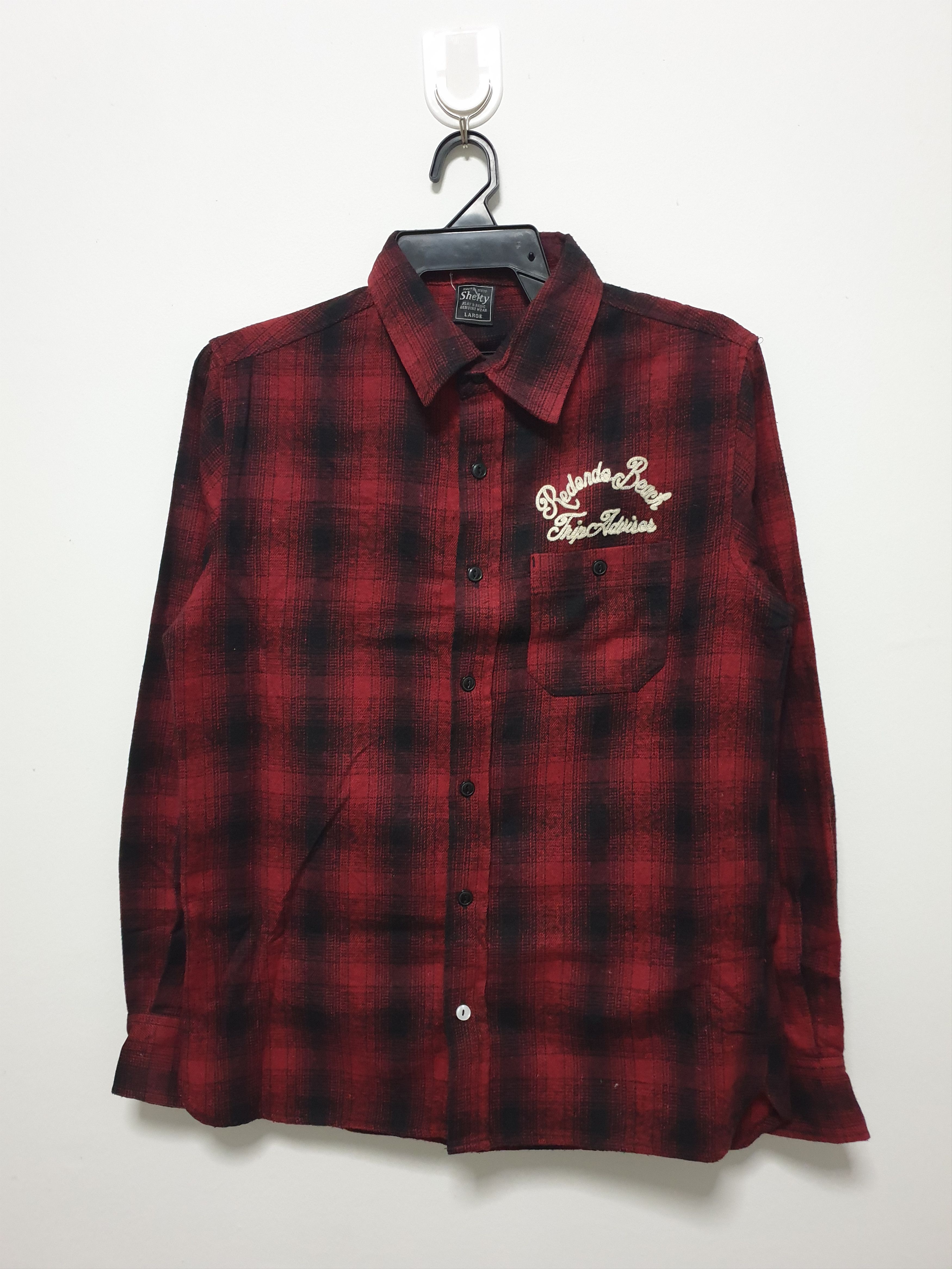 Beams Plus Shelfy checkered tartan red Chambray shirt Size US M / EU 48-50 / 2 - 6 Thumbnail