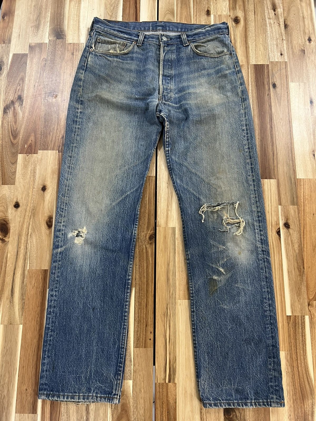 Levi's Vintage 80’s Levis 501 Small e Denim Jeans Size US 33 - 1 Thumbnail