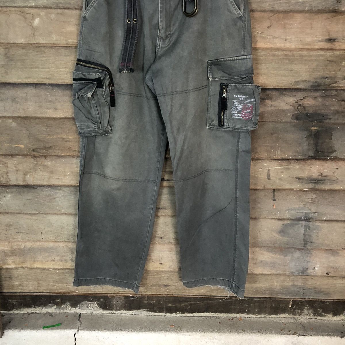 Vintage DL Vache Grey faded multi pocket tactical Cargo Pants #4504 Size US 34 / EU 50 - 3 Thumbnail
