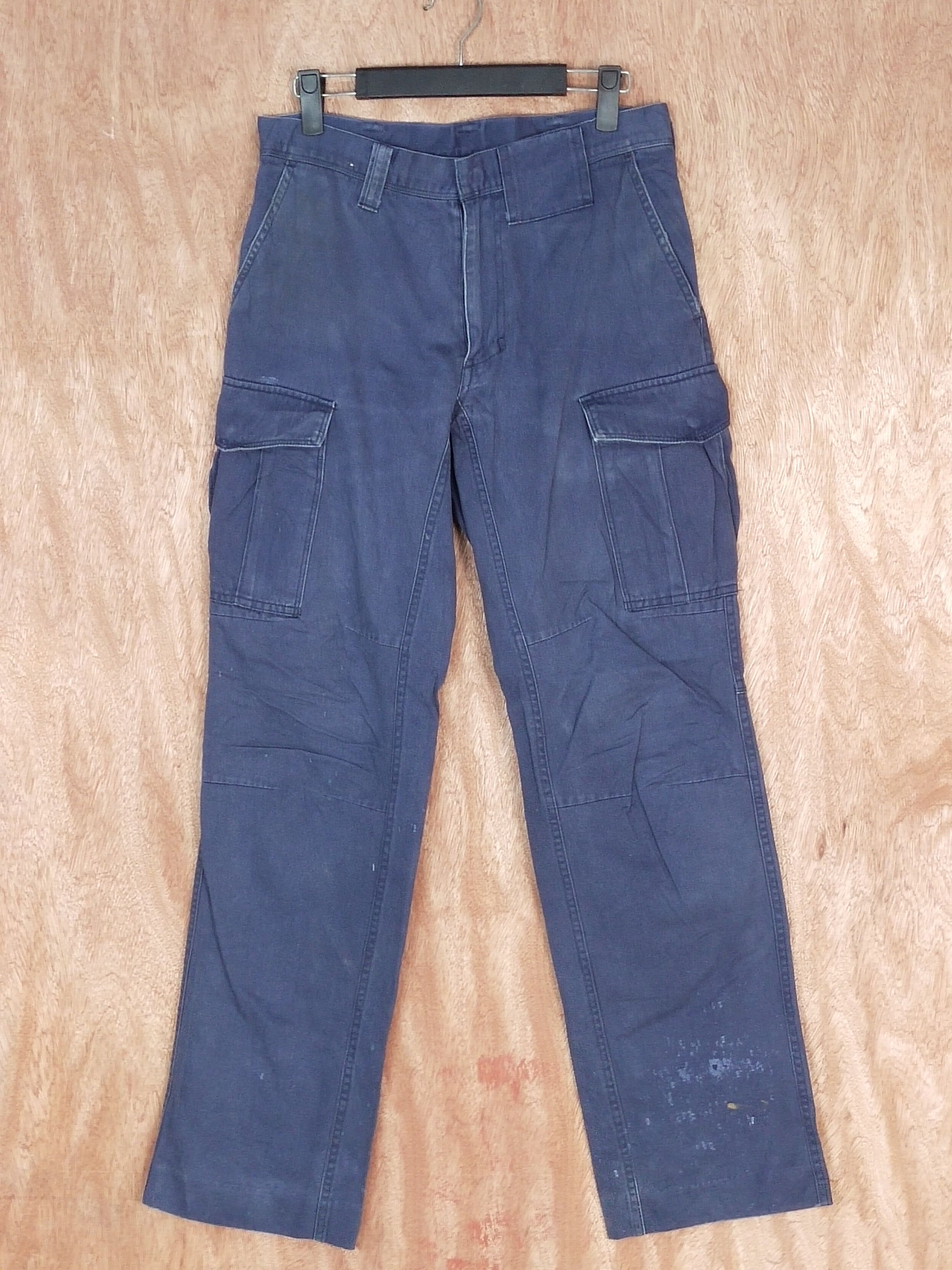 Japanese Brand Japan Dark blue multipocket distressed cargo pants #S124 Size US 31 - 1 Thumbnail