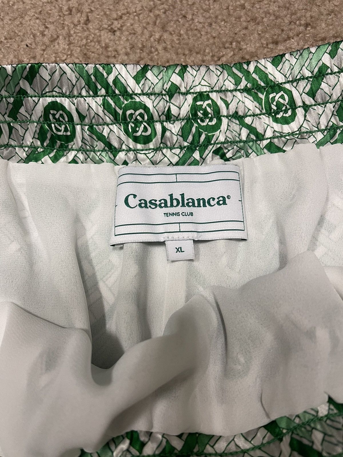 Casablanca Green Silk Monogram Shorts Size US 38 / EU 54 - 3 Thumbnail