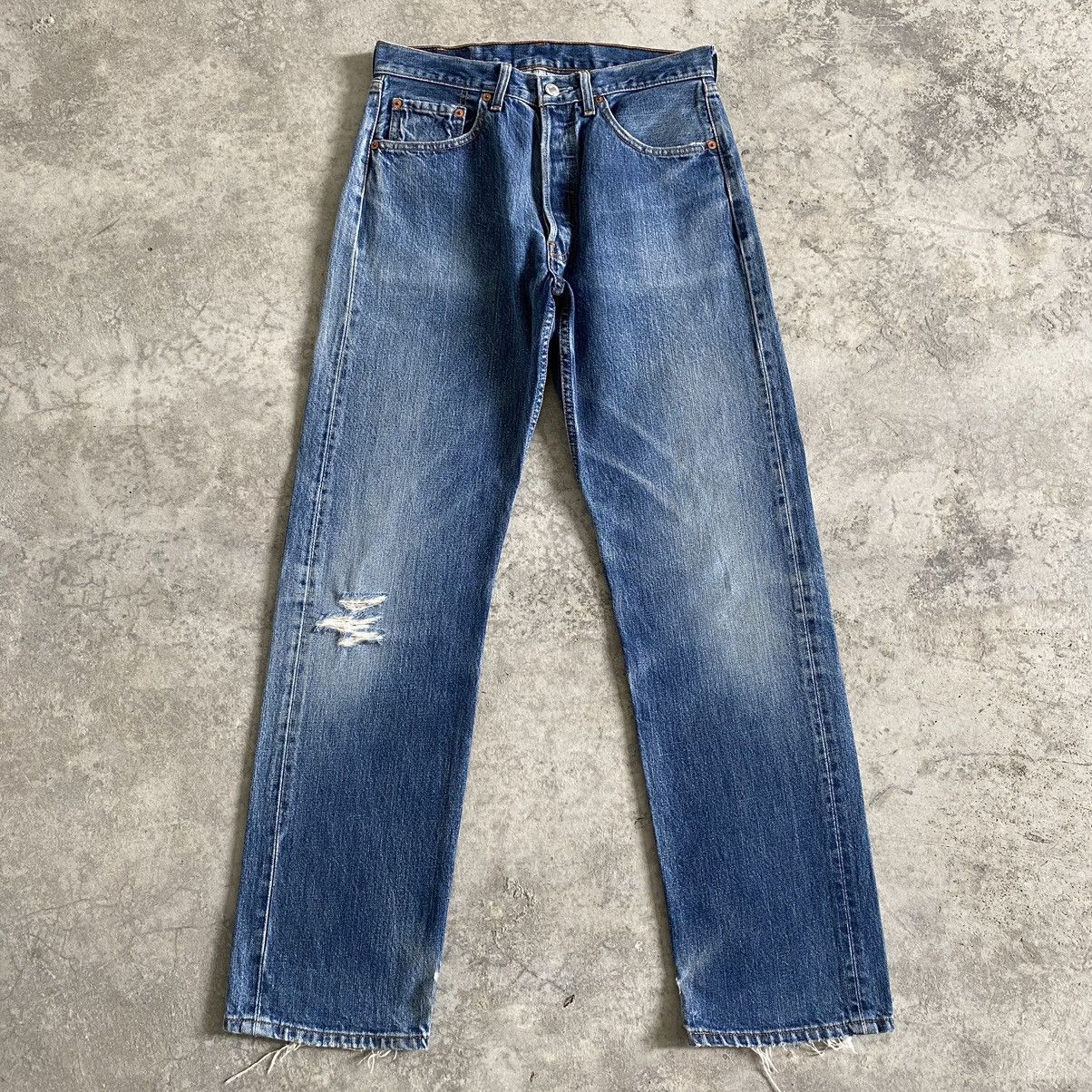 Levi's Size 31x30.5 Vintage Levi's 501 Faded Blue Ripped Jeans Size US 31 - 1 Thumbnail