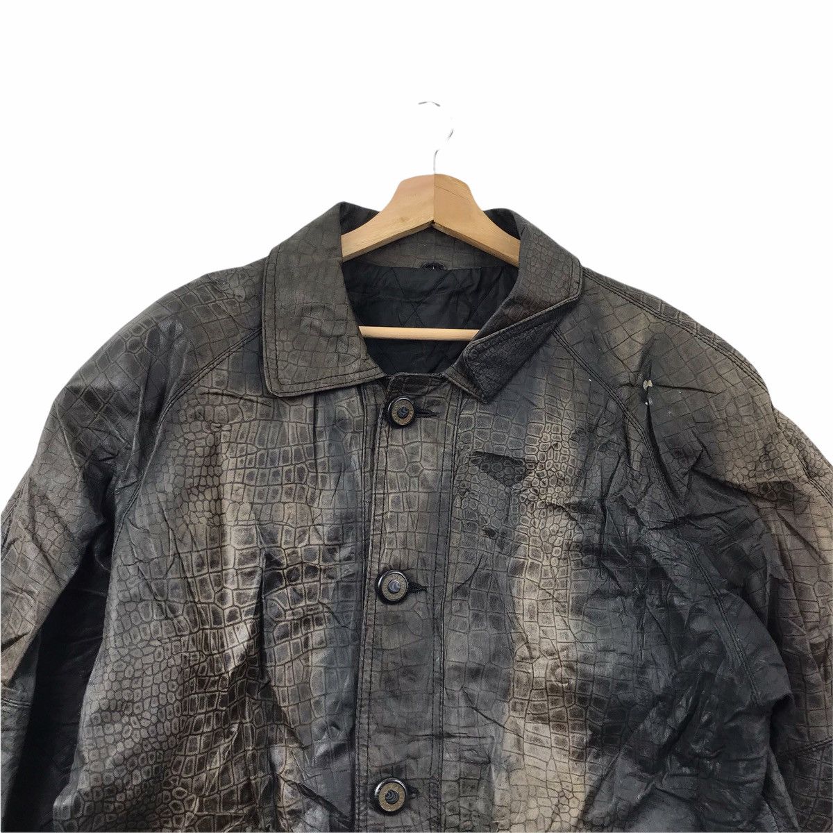 Vintage SELECTIVE CROCODILE Design Sheepskin Leather Jacket Size US L / EU 52-54 / 3 - 2 Thumbnail