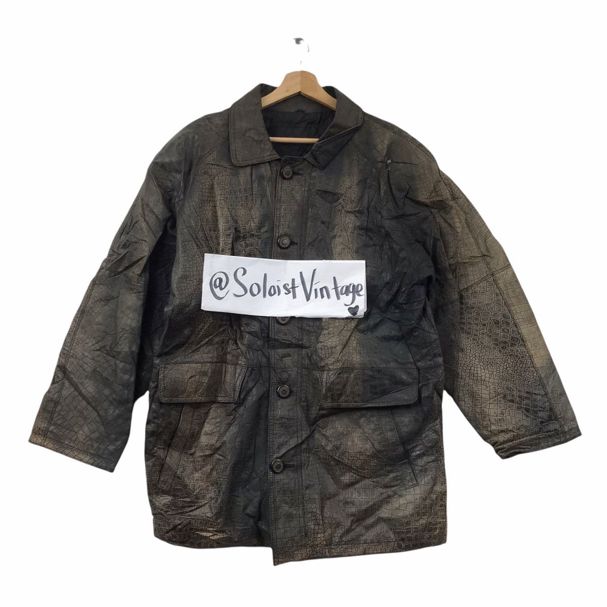Vintage SELECTIVE CROCODILE Design Sheepskin Leather Jacket Size US L / EU 52-54 / 3 - 1 Thumbnail