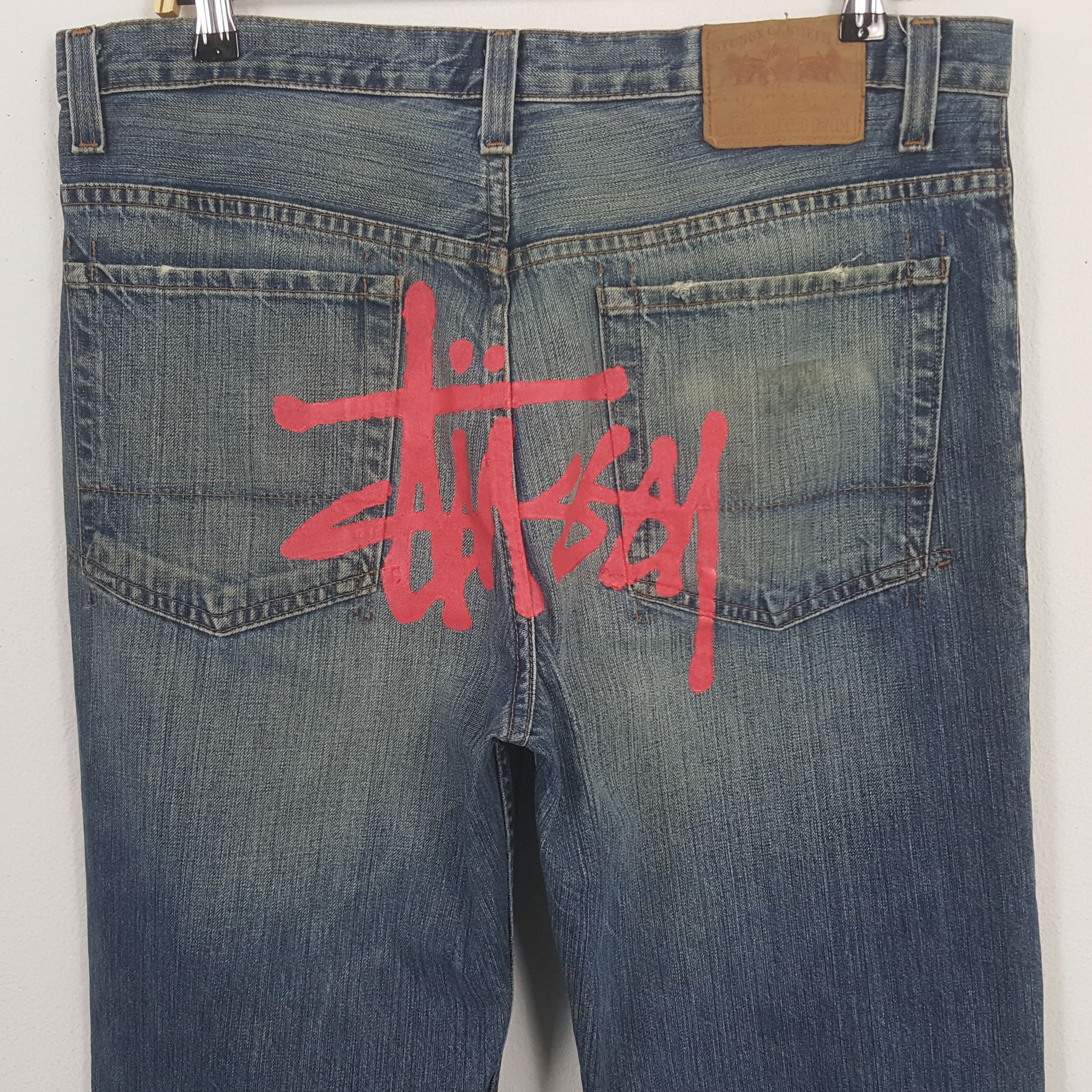 Stussy × Vintage Vintage Stussy Custom Red Logo Style Denim Size US 36 / EU 52 - 2 Thumbnail