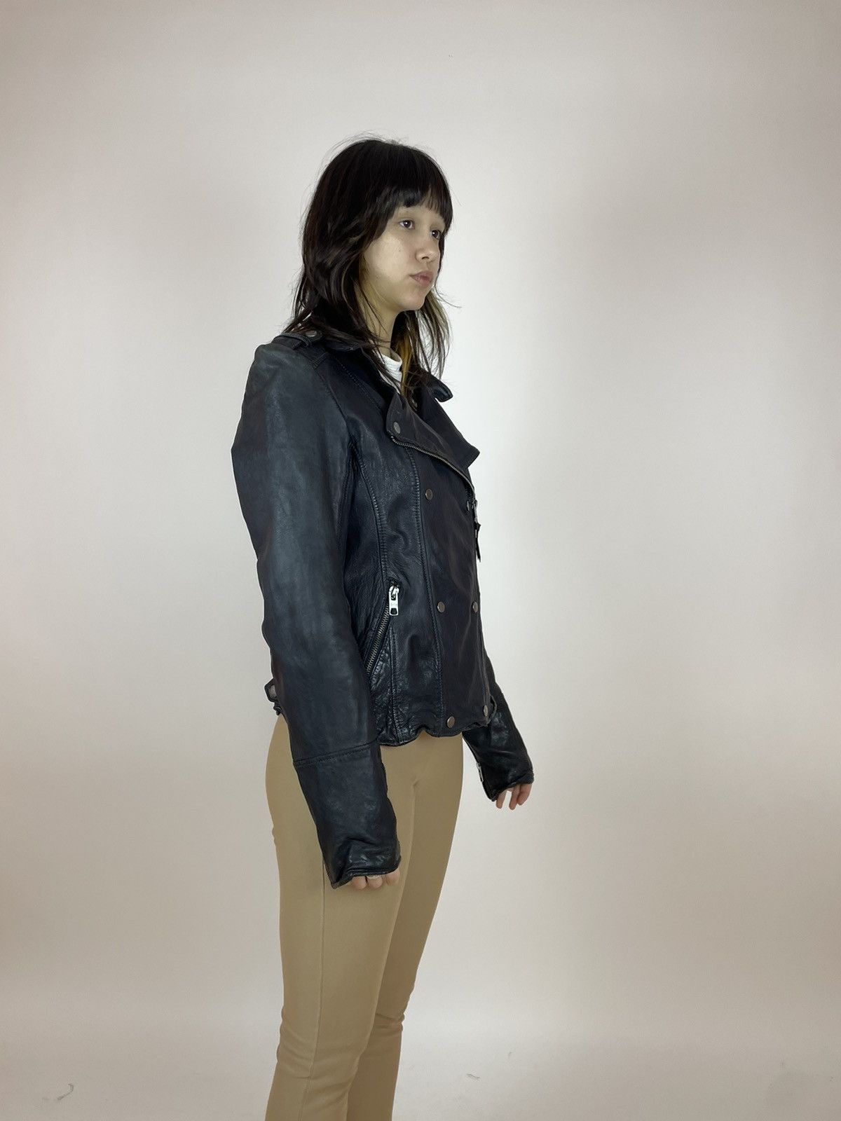 Vintage × tigha Tigha leather Jacket Womens black biker jacket size Large Size L / US 10 / IT 46 - 5 Thumbnail