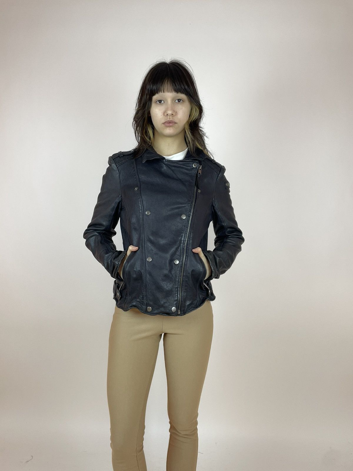 Vintage × tigha Tigha leather Jacket Womens black biker jacket size Large Size L / US 10 / IT 46 - 7 Thumbnail