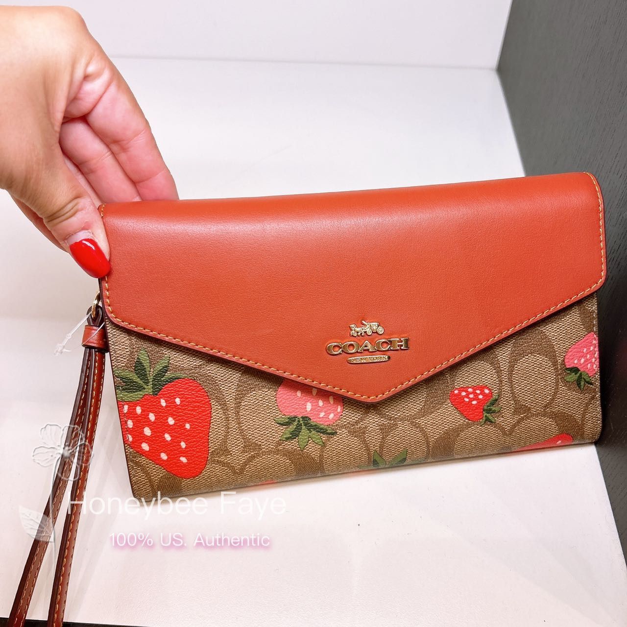 Coach Travel Envelope Wallet In Signature Canvas Wild Strawberry Grailed