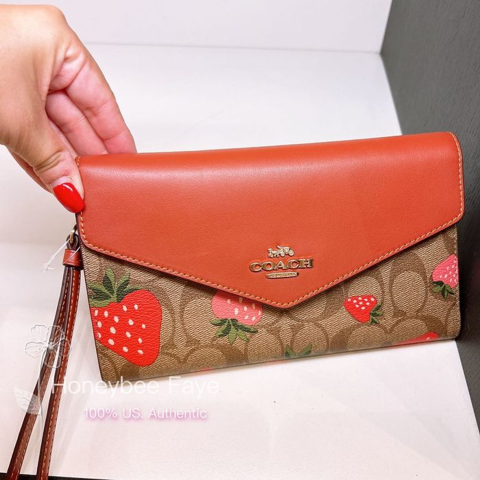 Double zip wallet in signature canvas with strawberry online print