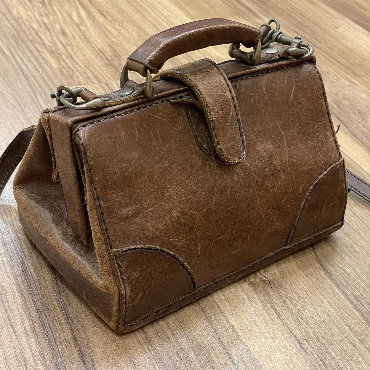 Leather × Vintage Vintage Bosboom Natural Bag Pure Leather 70s Size ONE SIZE - 2 Thumbnail